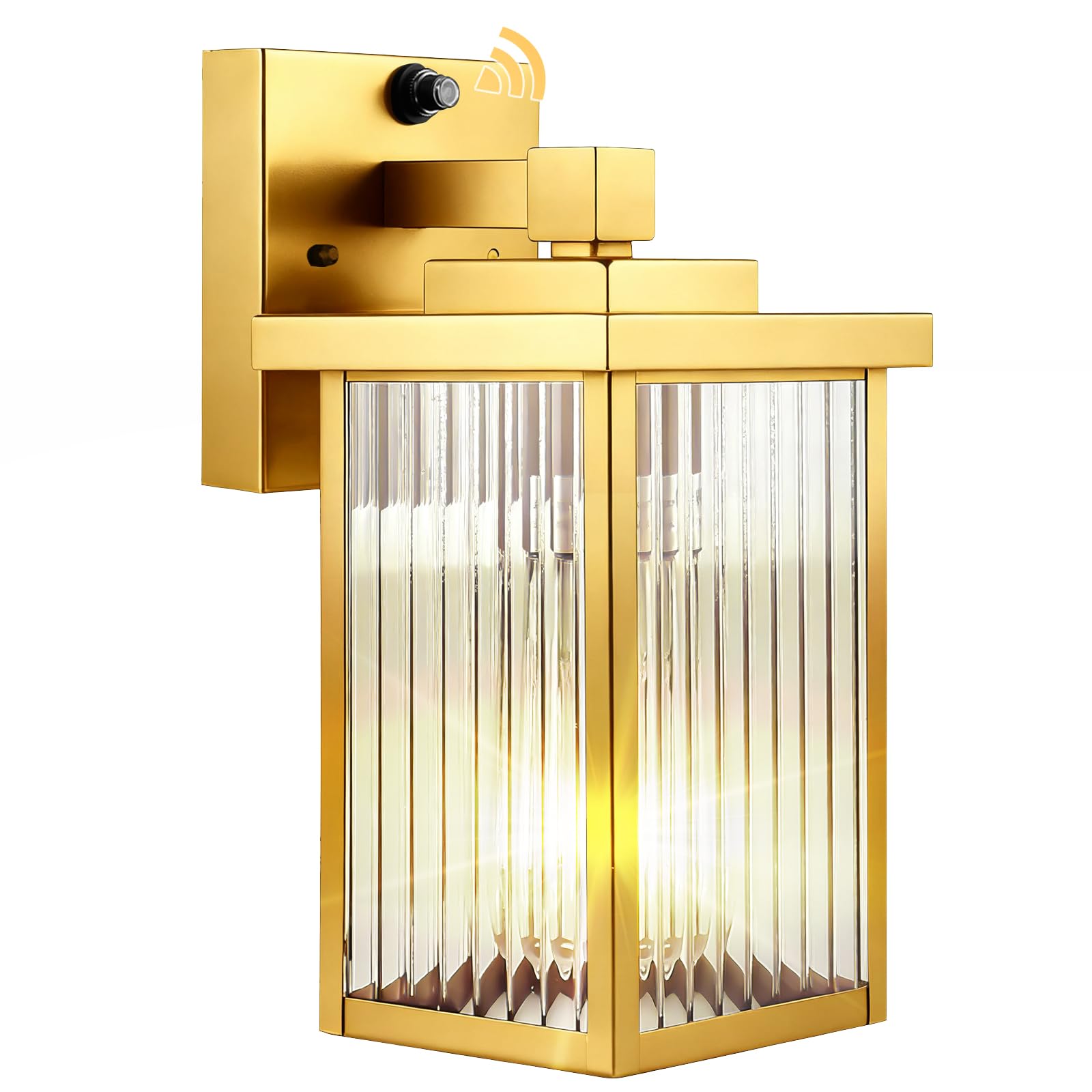 Hameso 1 Pack Dusk To Dawn Outdoor Lighting  Waterproof Outdoor Porch Light With Tempered Glass  Outdoor Light Fixture For House Exterior Front Door Garage Patio (Gold Color)