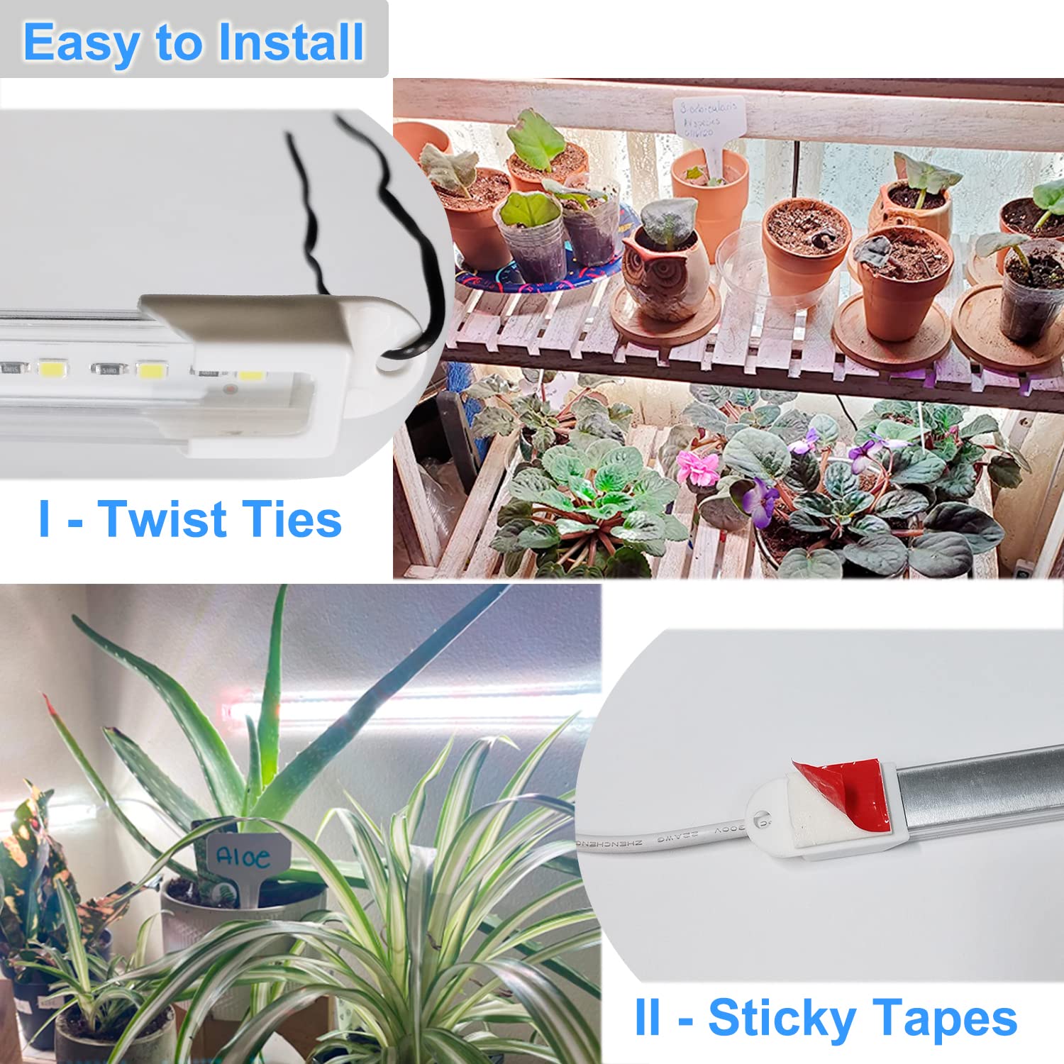Elftia Led Grow Light Strip For Indoor Plants, Full Spectrum Sunlike Plant Lights Growing Lamps For Hydroponics Succulent Veg An