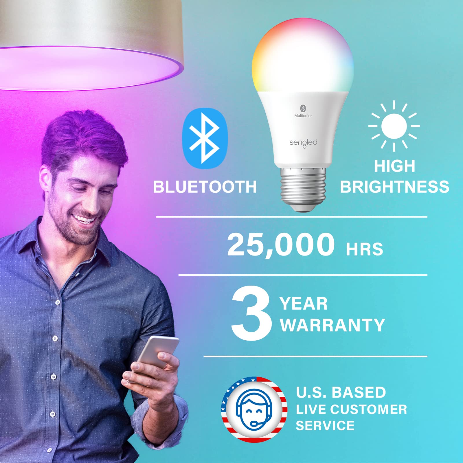 Sengled Alexa Light Bulbs, 75W Equivalent, S1 Auto Pairing With Alexa Devices, Smart Light Bulb That Work With Alexa, Bluetooth Mesh Smart Home Lighting, ?Multicolor Dimmable, No Hub Required,4-Pack