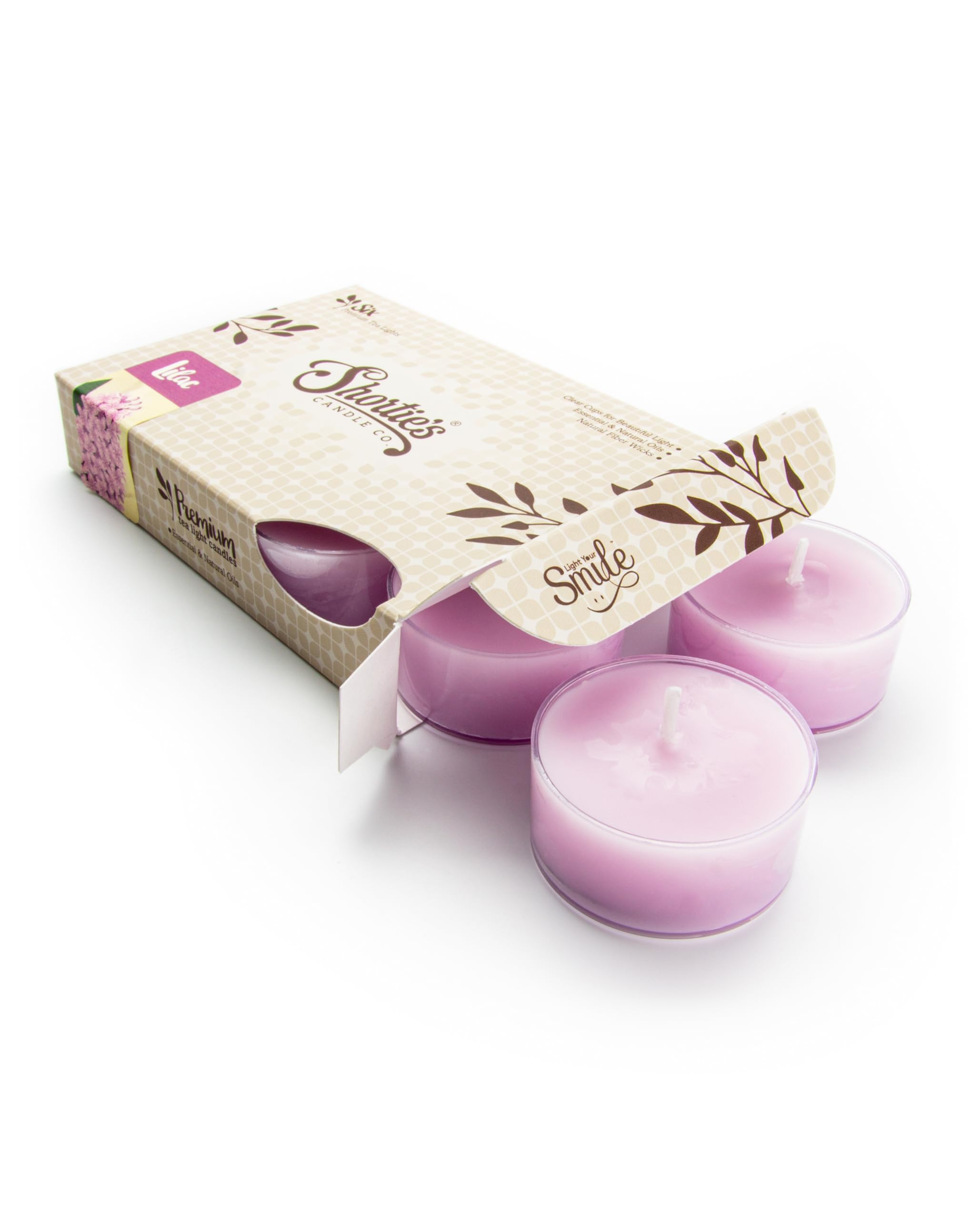 Pure Lilac Enhanced Tealight Candles - Highly Scented with Essential & Natural Oils - 6 Purple Tea Lights - Beautiful Candlelight - Made in The USA - Flower & Floral Collection