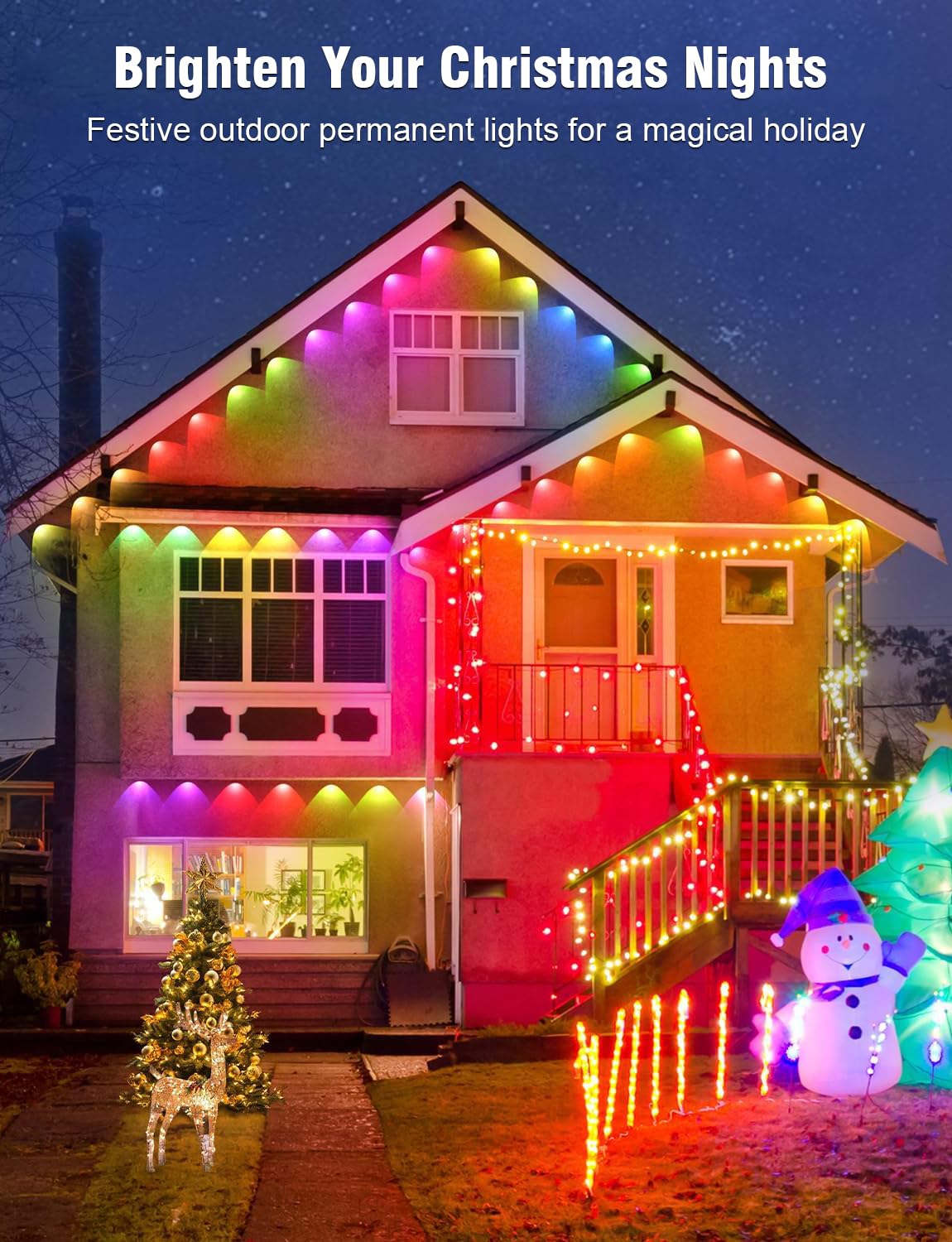 Permanent Outdoor Lights 246Ft With 90 Rgbic Led Smart Led Lights  App/Remote Control Ip68 Waterproof For Holiday Decor  50 Scene Modes  Diy Lights Lighting Timing For Christmas Halloween Party M2
