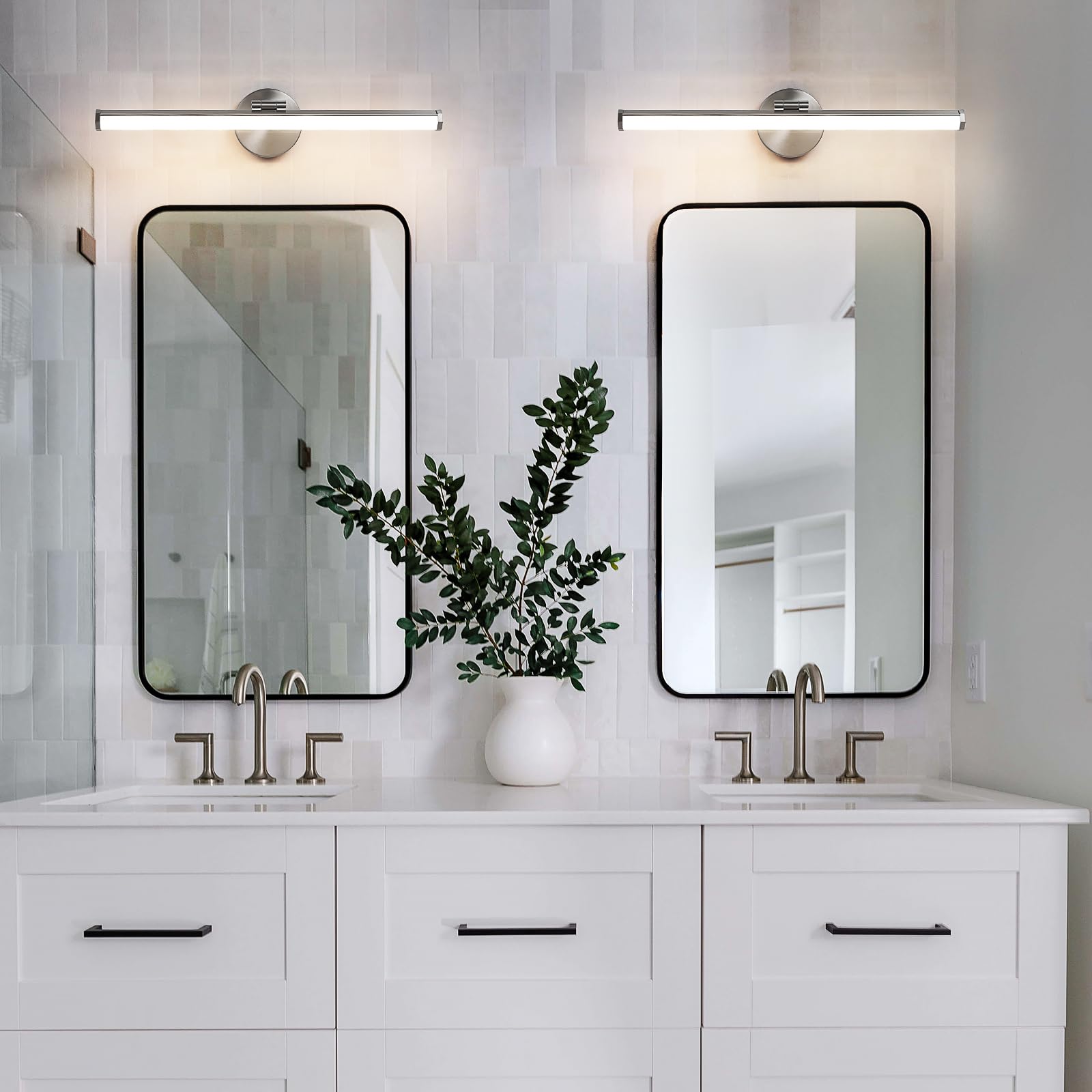 Kaisite 22" Brushed Nickel Led Bathroom Light Fixture, Dimmable, Rotatable, Modern Design