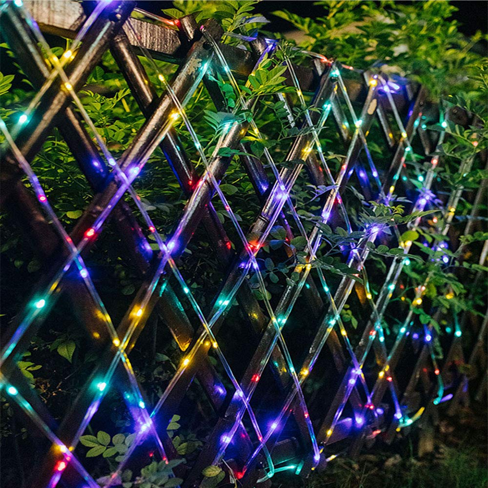 KUshopfast Solar Rope Lights, 66ft, 200 LED, 8 Modes, Waterproof, Multicolor, Model FTY0038, Outdoor Indoor Decoration