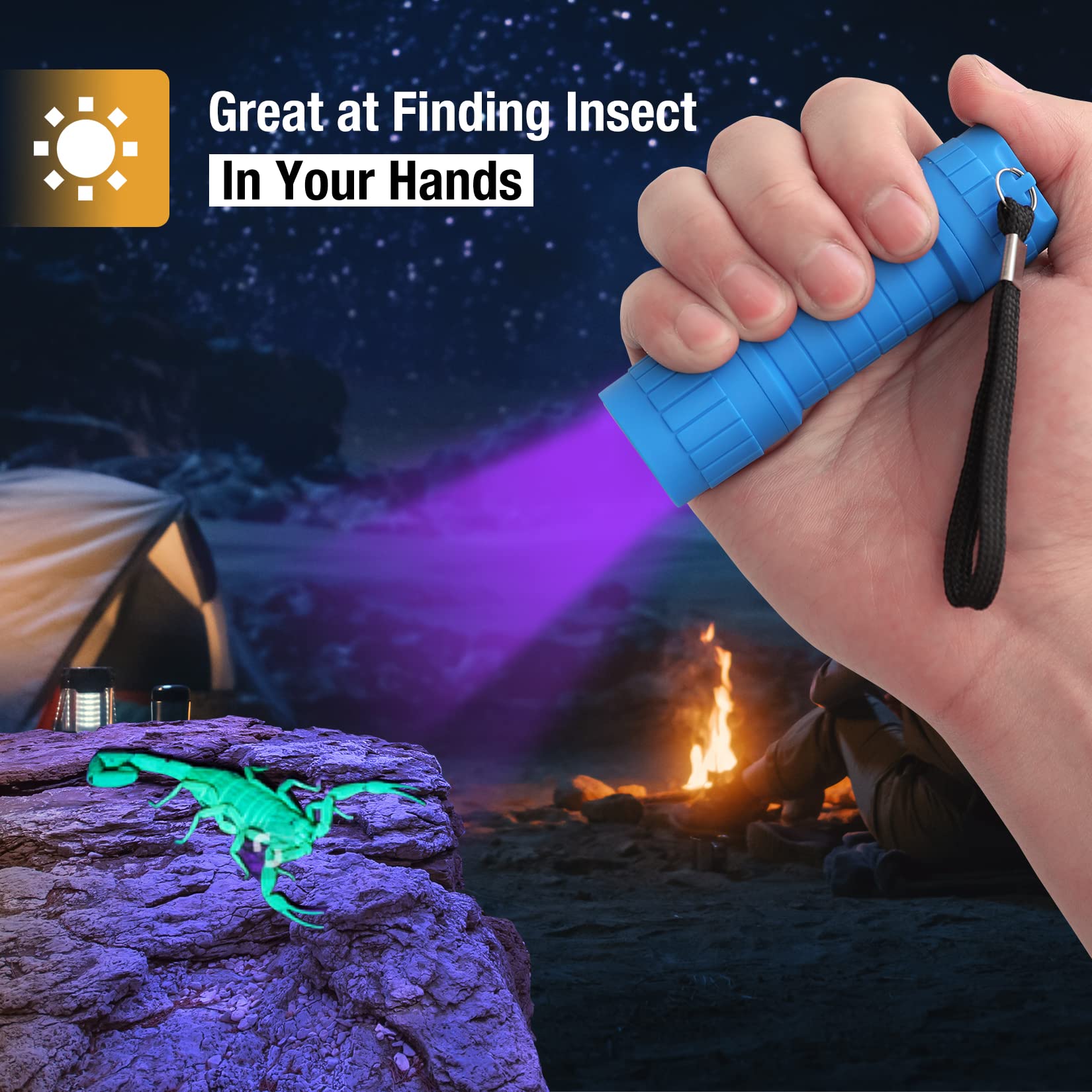 Everbrite Black Light Flashlight, Uv Mini Flashlight, 9-Led 395Nm Detector For Pet Urine, Stains, Scorpions, 18 Aaa Batteries In