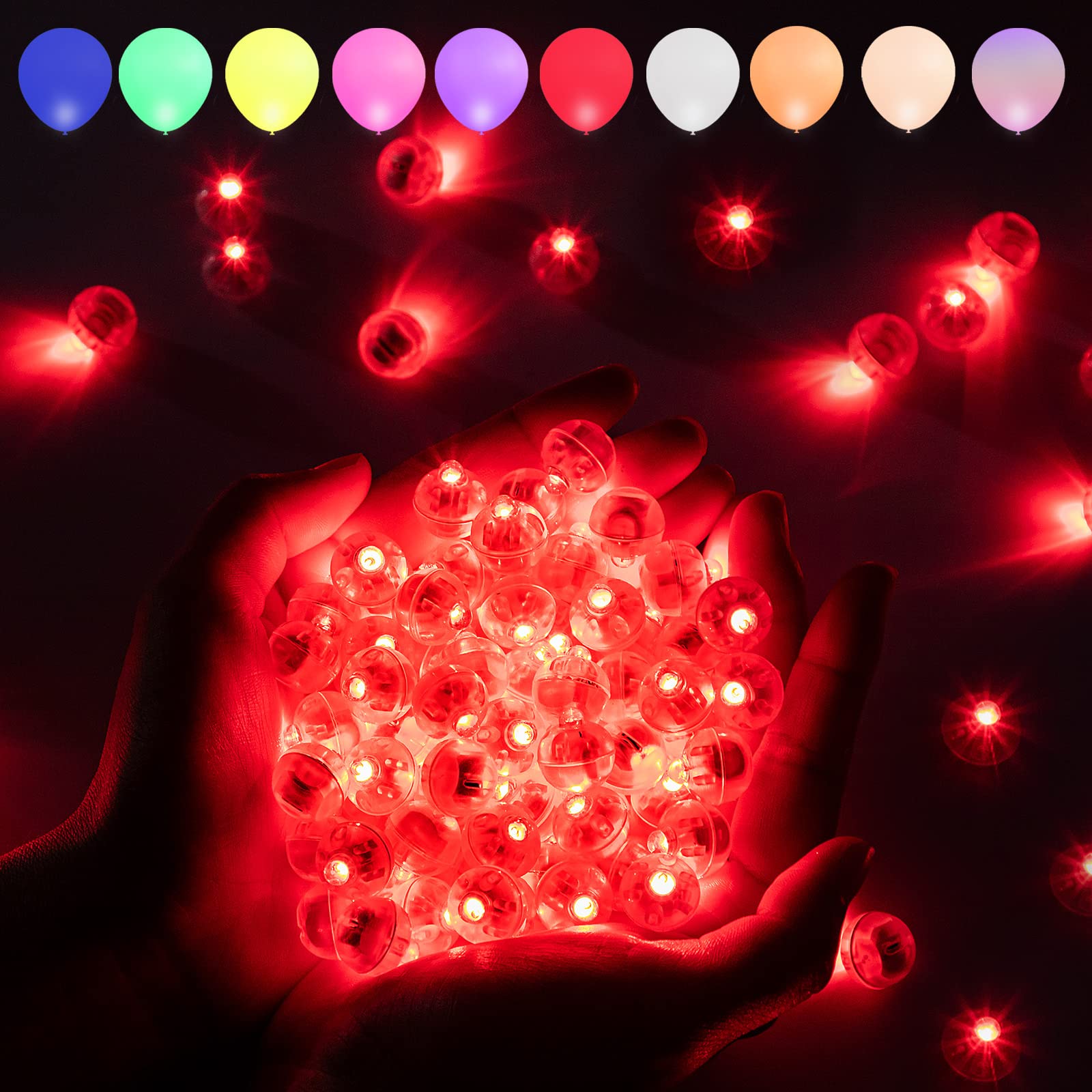 Aogist 100 Pcs Red Balloon Light With Loop For Hanging, Mini Ball Lamp Round Tiny Led Light For Paper Lanterns Balloons Vases Cu