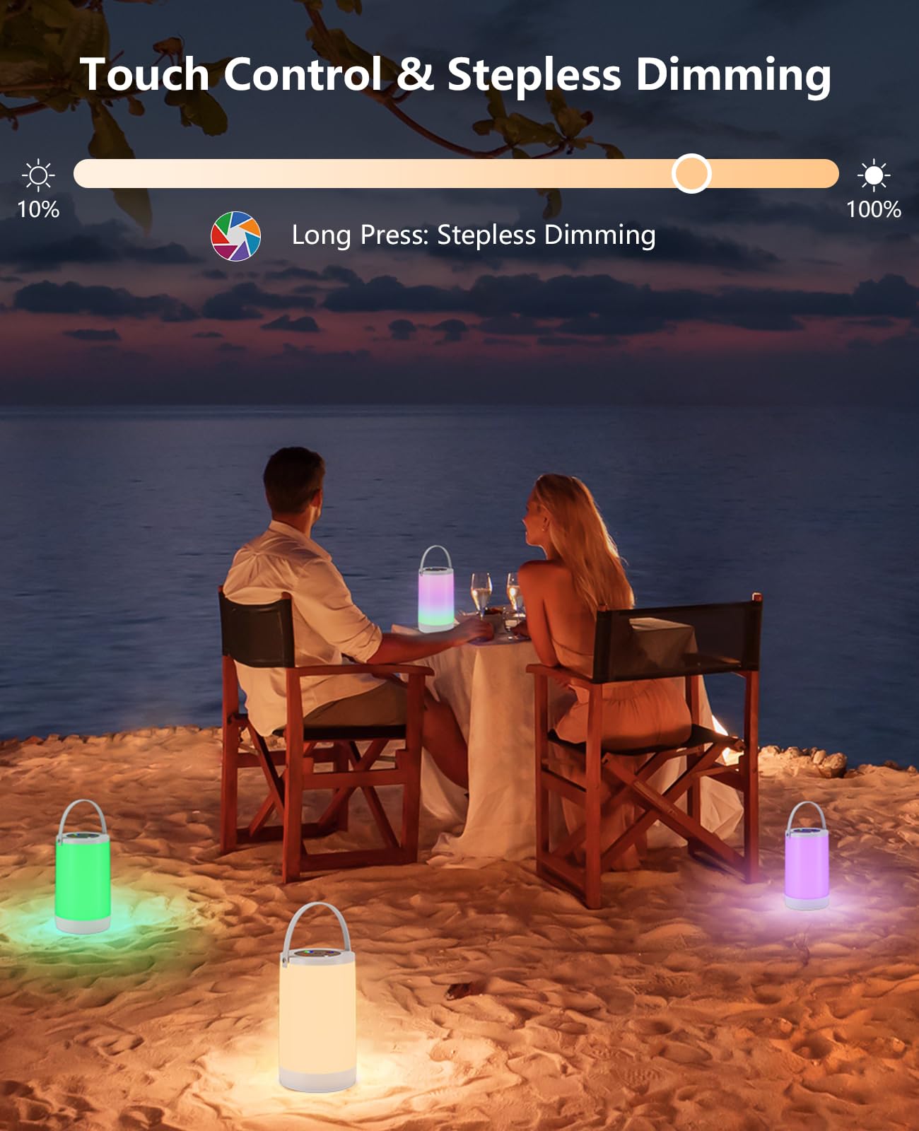 Hensam Portable USB Night Light, 2200 mAh Battery, Gray Touch Lamp for Kids, Small Table Lamp CL-FWM