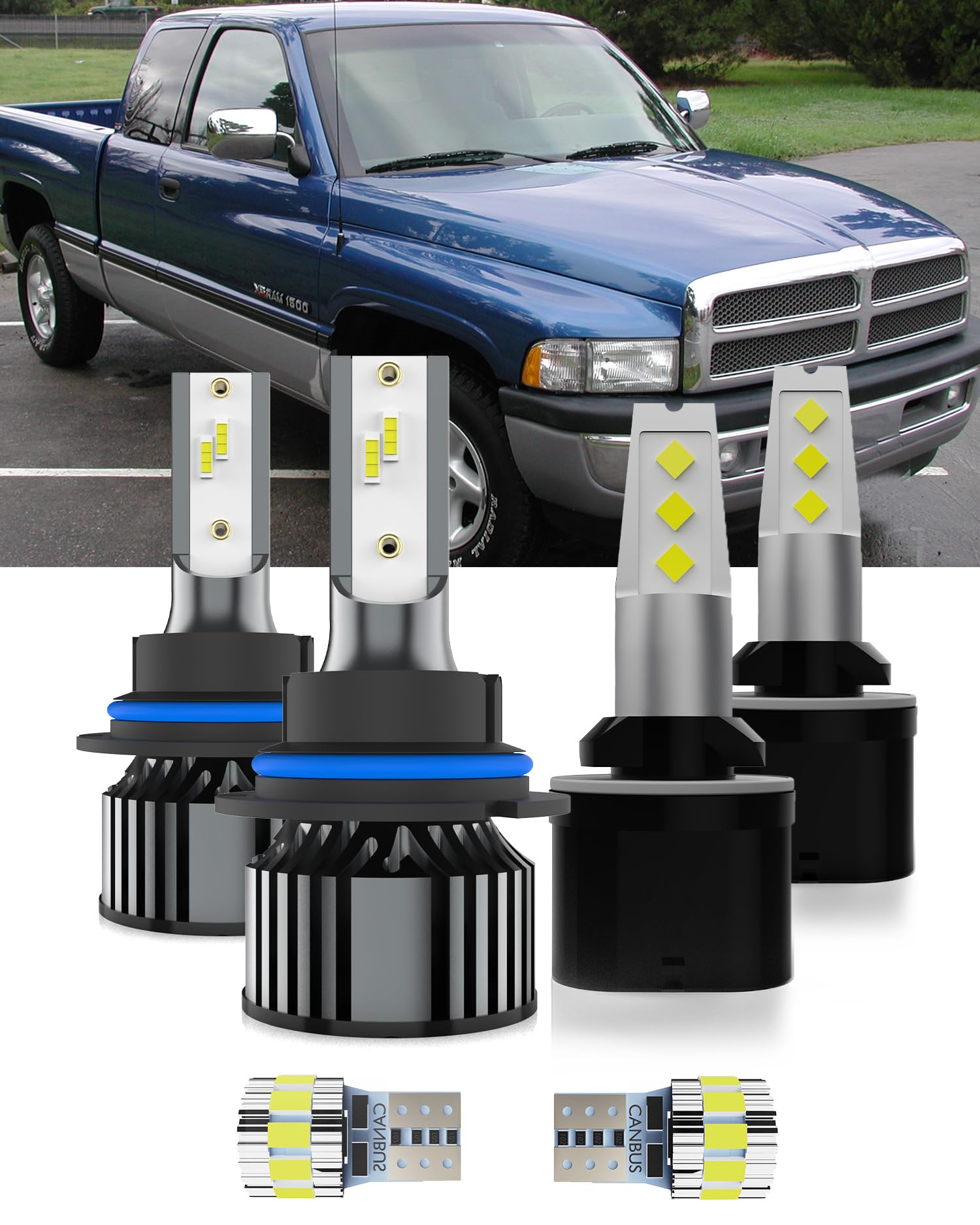 AYOTZIH Bulbs Fit For Dodge Ram 1994-1997 & 1999-2001, 9007 High/Low Beams 880 Fog Lights License Plate Lights Combo, 400% Brigh