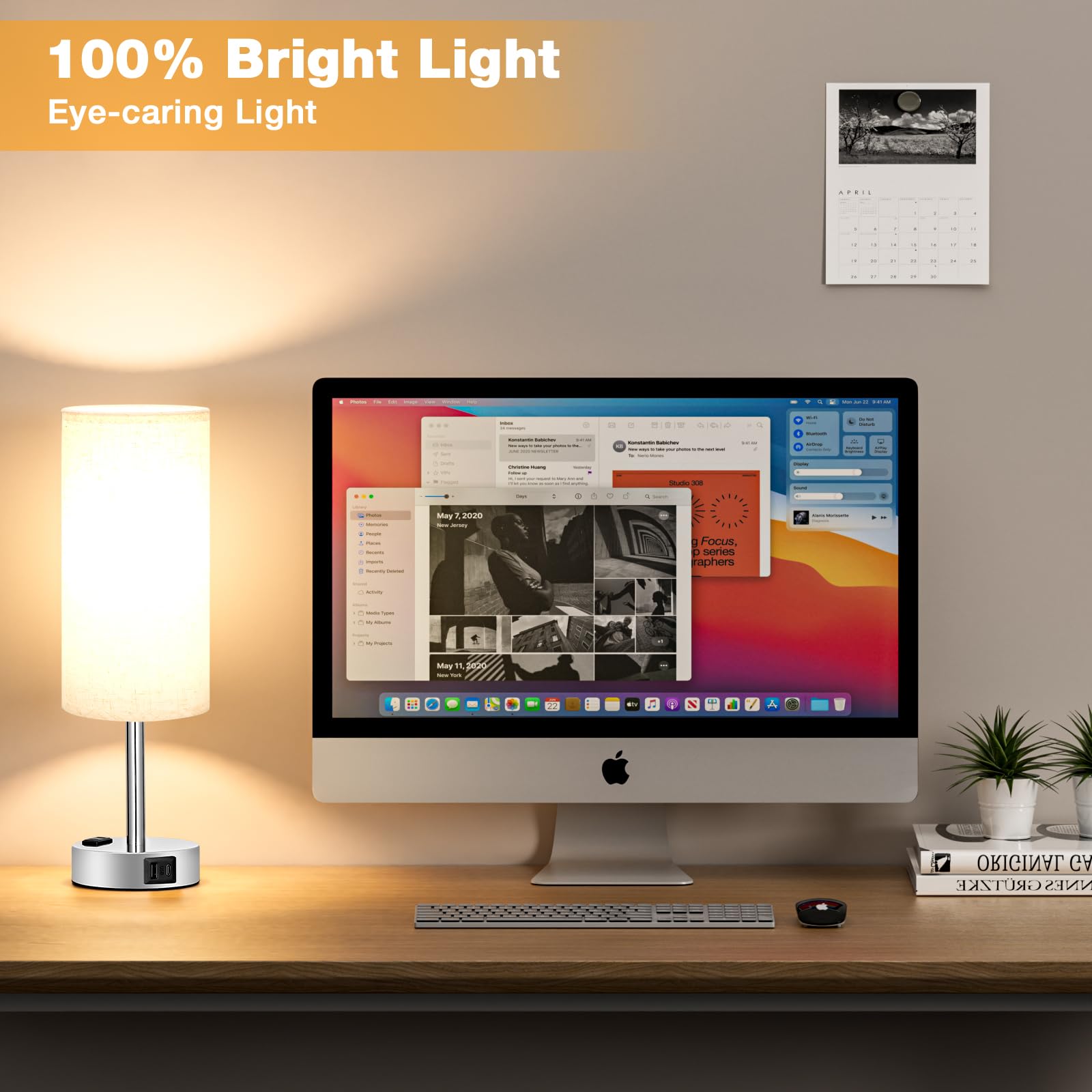Light Beige Touch Nightstand Lamps - 3 Way Dimmable Bedside Table Lamps Set Of 2 For Bedroom With Usb C And A Ports, Small Desk