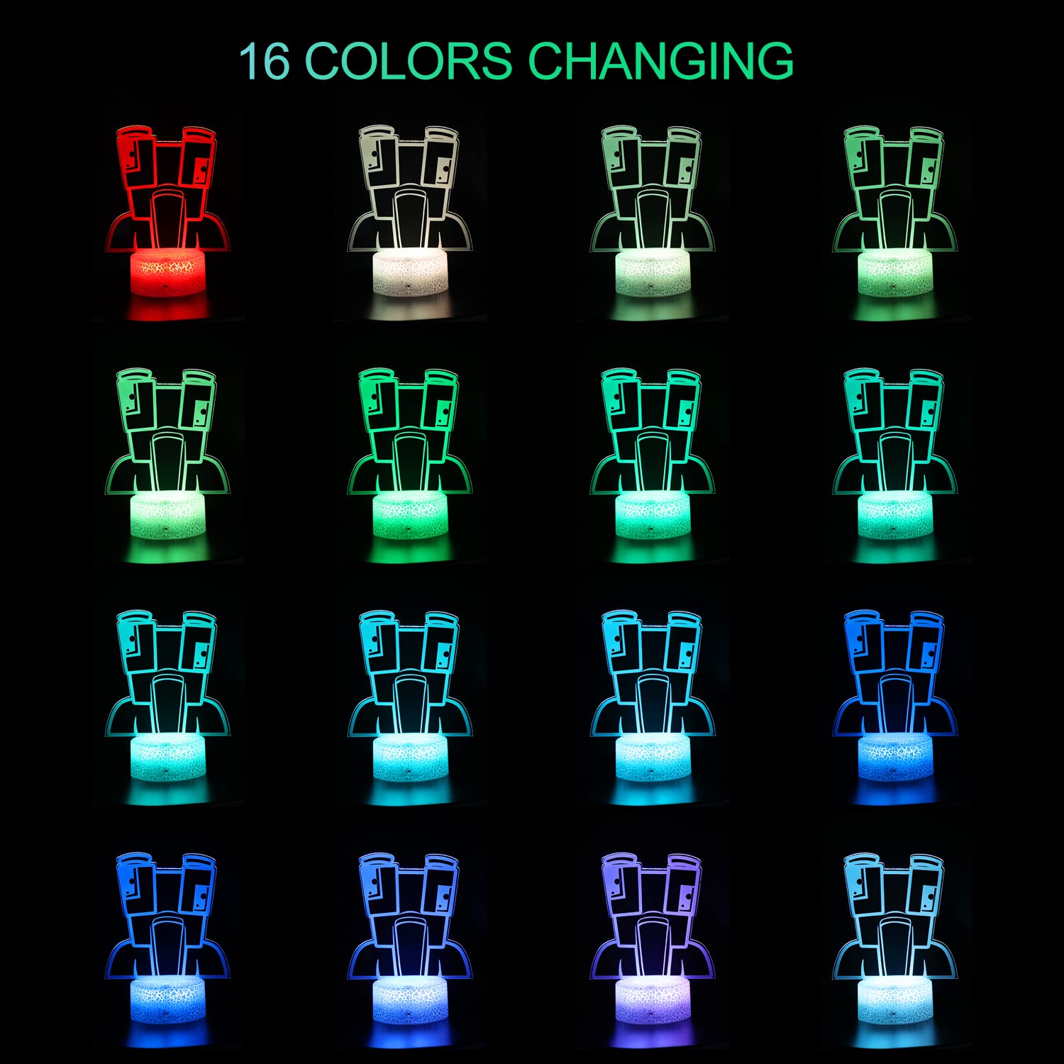Wontocheer Night Lights, 3D Illusion 16 Colors Table Lamp With Touch Control, Birthday Decoration Christmas Gift