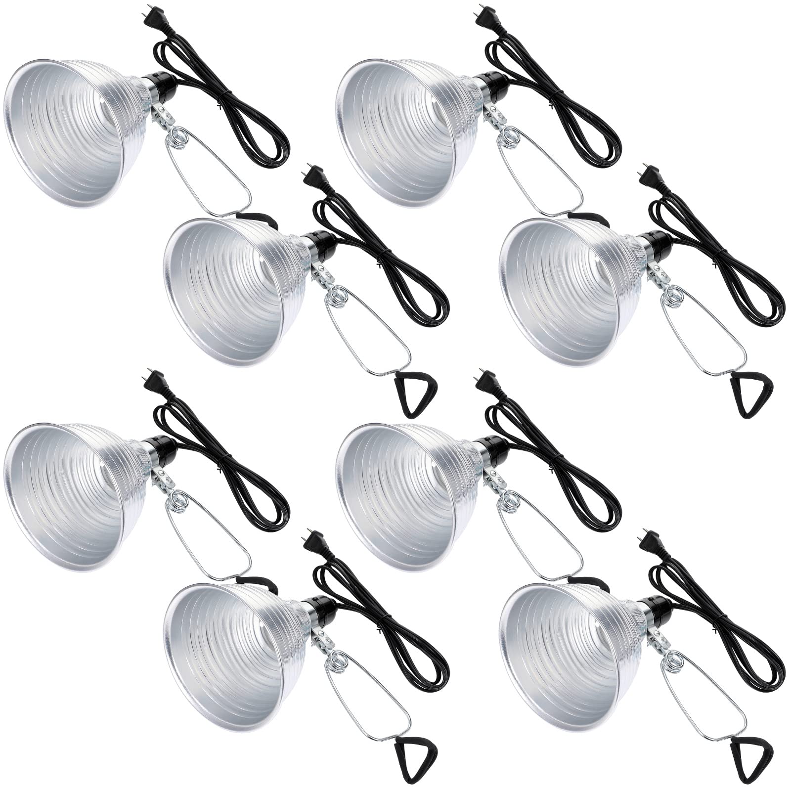 Macarrie 8 Pack Clamp Lamp Light with Aluminum Reflector, 6ft SPT-2 18awg Cord and Adjustable Stand Fixture, up to 150 Watt, E26