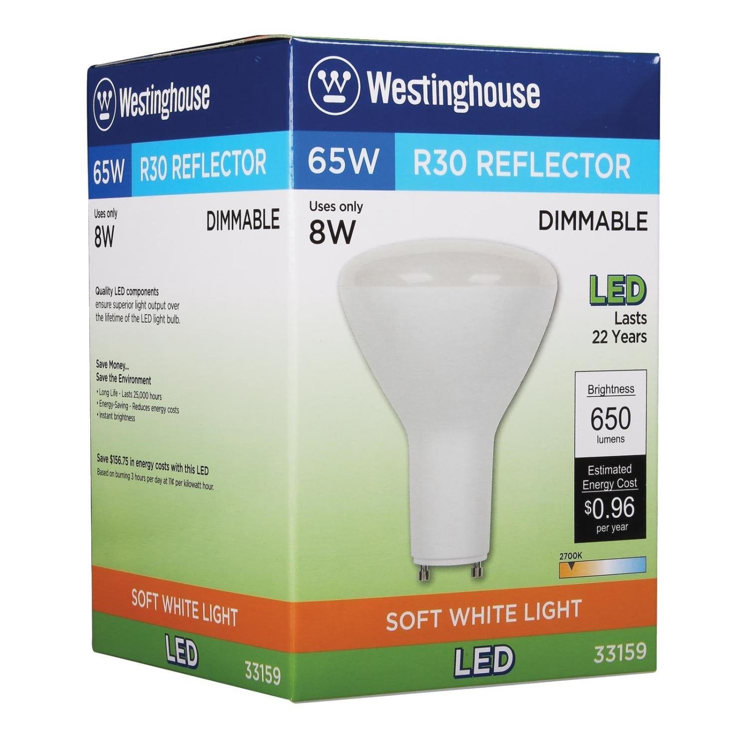 Westinghouse R30 Flood Dimmable LED Light Bulb, 65W Equivalent, Soft White, GU24 Base, 1 Count