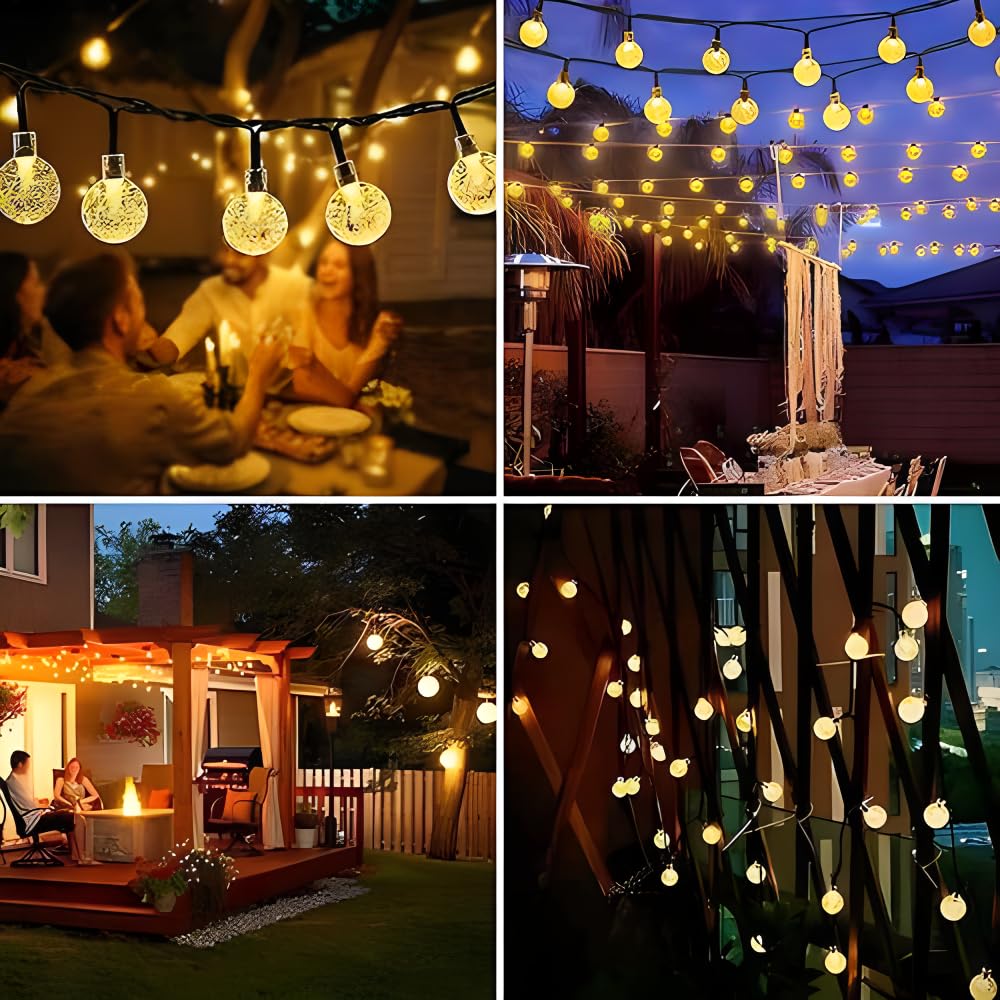 Solar String Lights Outdoor Waterproof 2 Pack 120 Led 72Ft- Crystal Globe Lights With 8 Modes For Garden, Lawn, Gazebo, Porch De