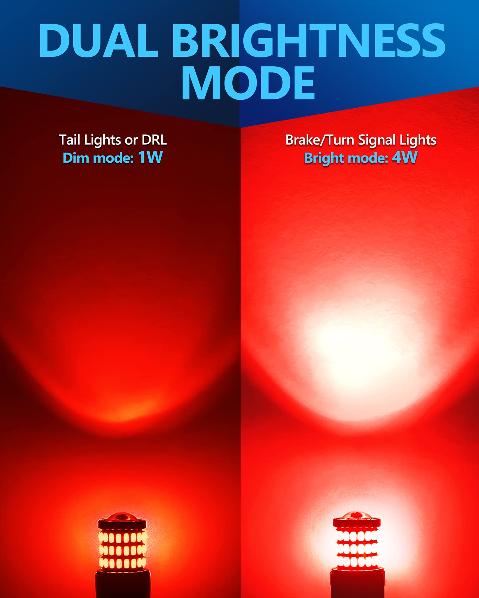 Yorkim LED Bulb Pack of 2, Ultra Bright Red, 7440 7443, Aluminum, Model 13, for Backup Reverse Light, Turn Signal Light