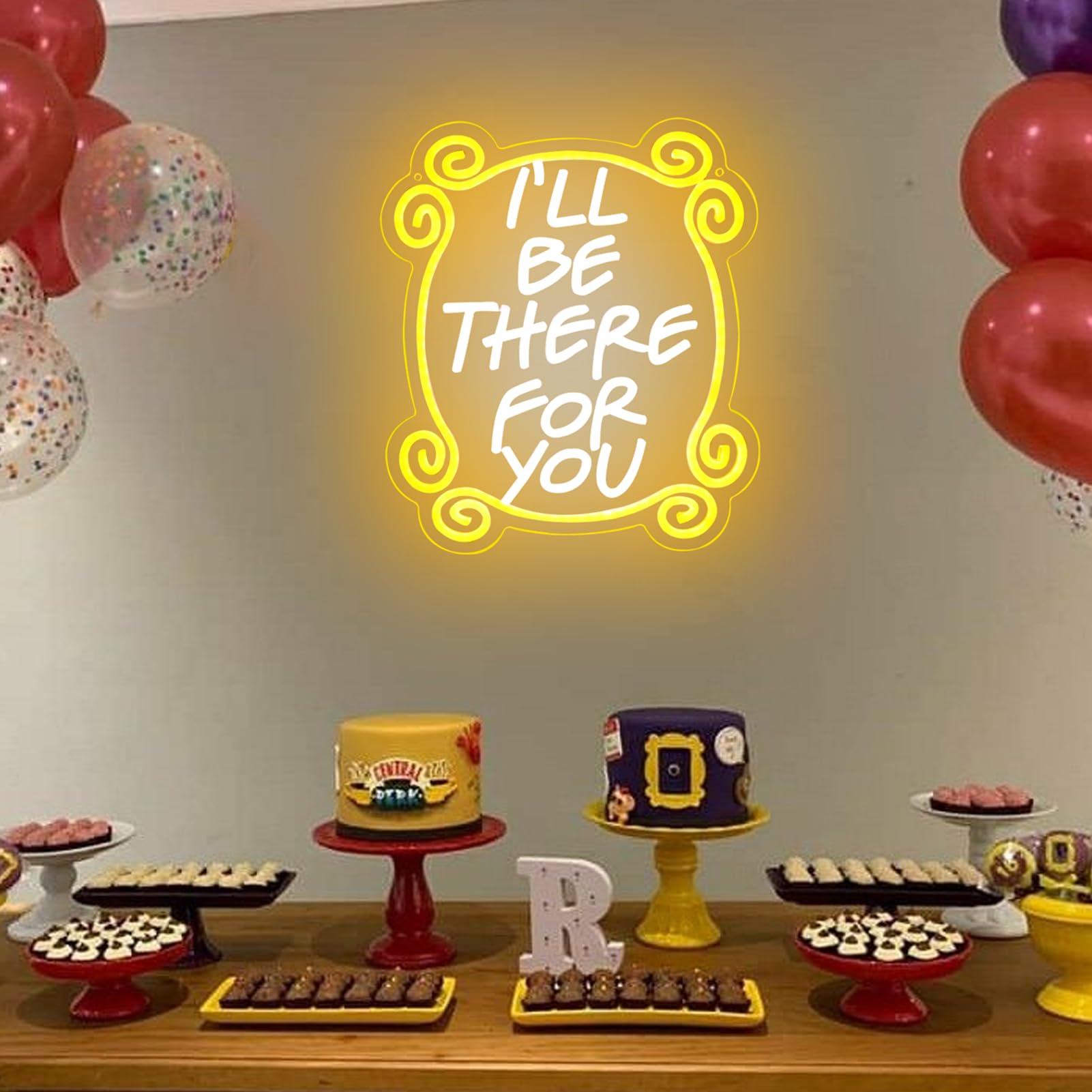 Tiabuy Neon Sign, Ill Be There for You, Dimmable LED Wall Decor, 17x13 inch, Yellow, Friends TV Show Gift