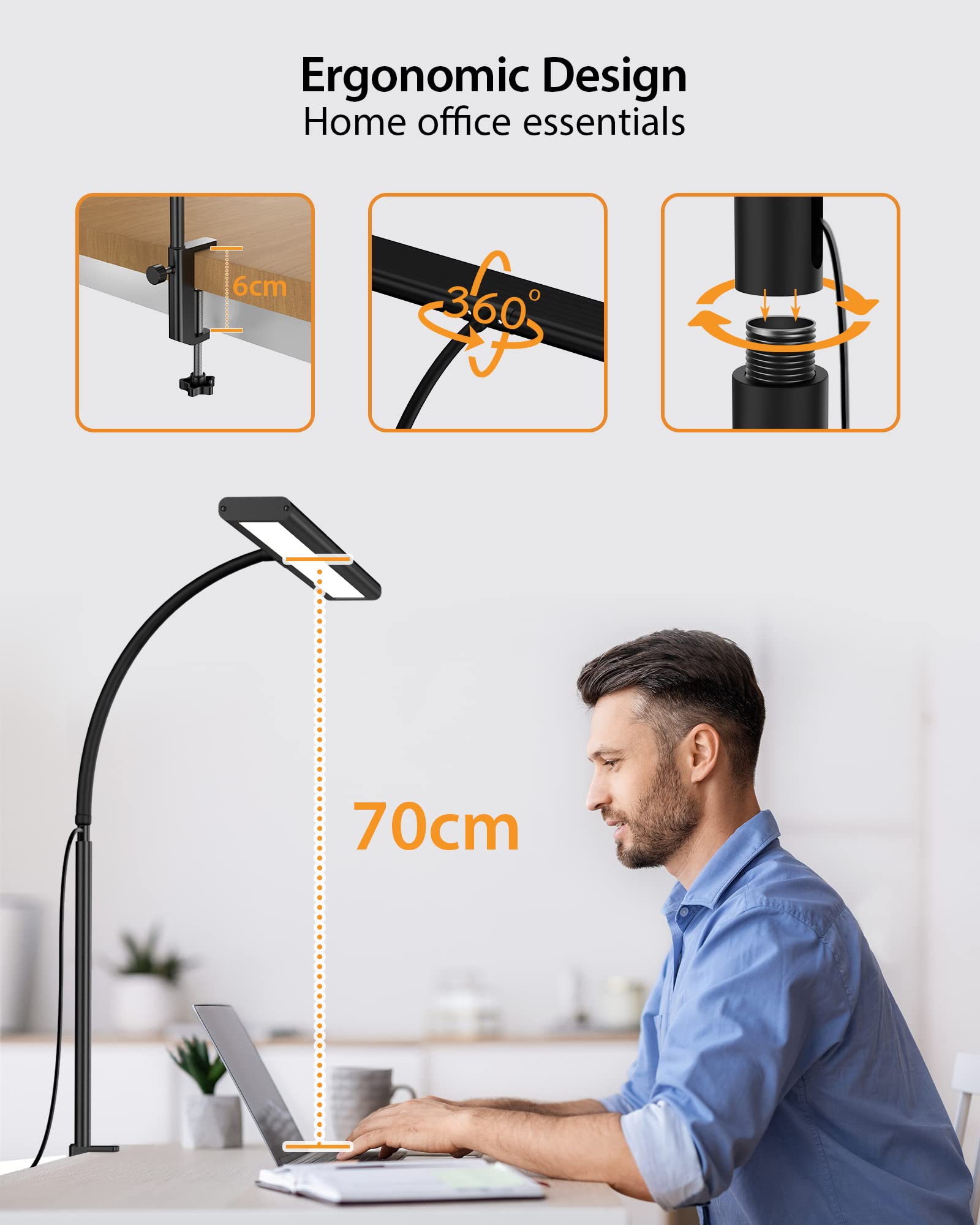 Desk Lamp With Remote, Adjustable Brightness, Eye-Caring Led Light, Rotatable Head, Usb With Adapter, Space-Saving Design For Of