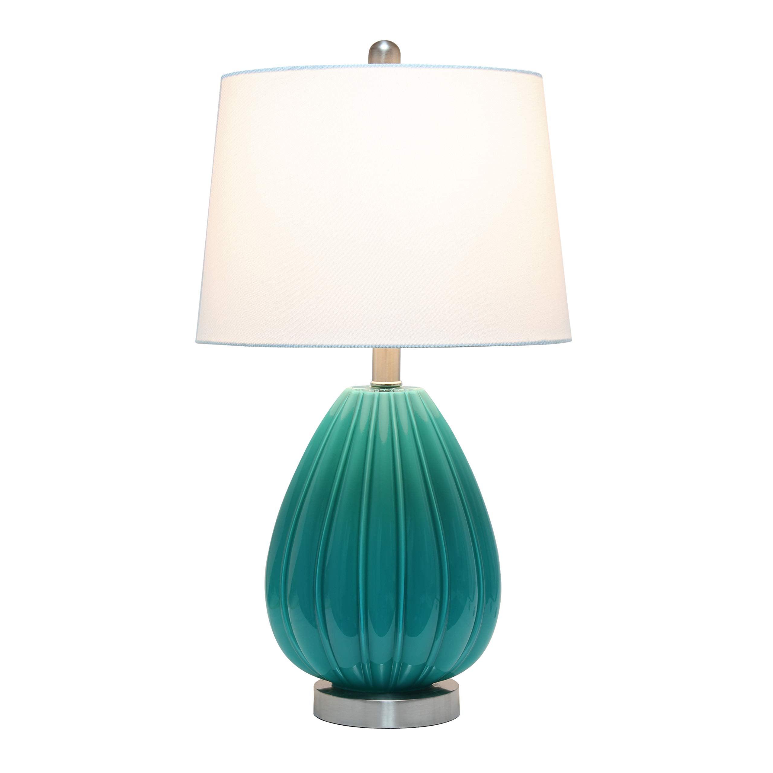 Elegant Designs Teal Table Lamp, Fabric Shade, Model LT3320-TEL, Glass Material
