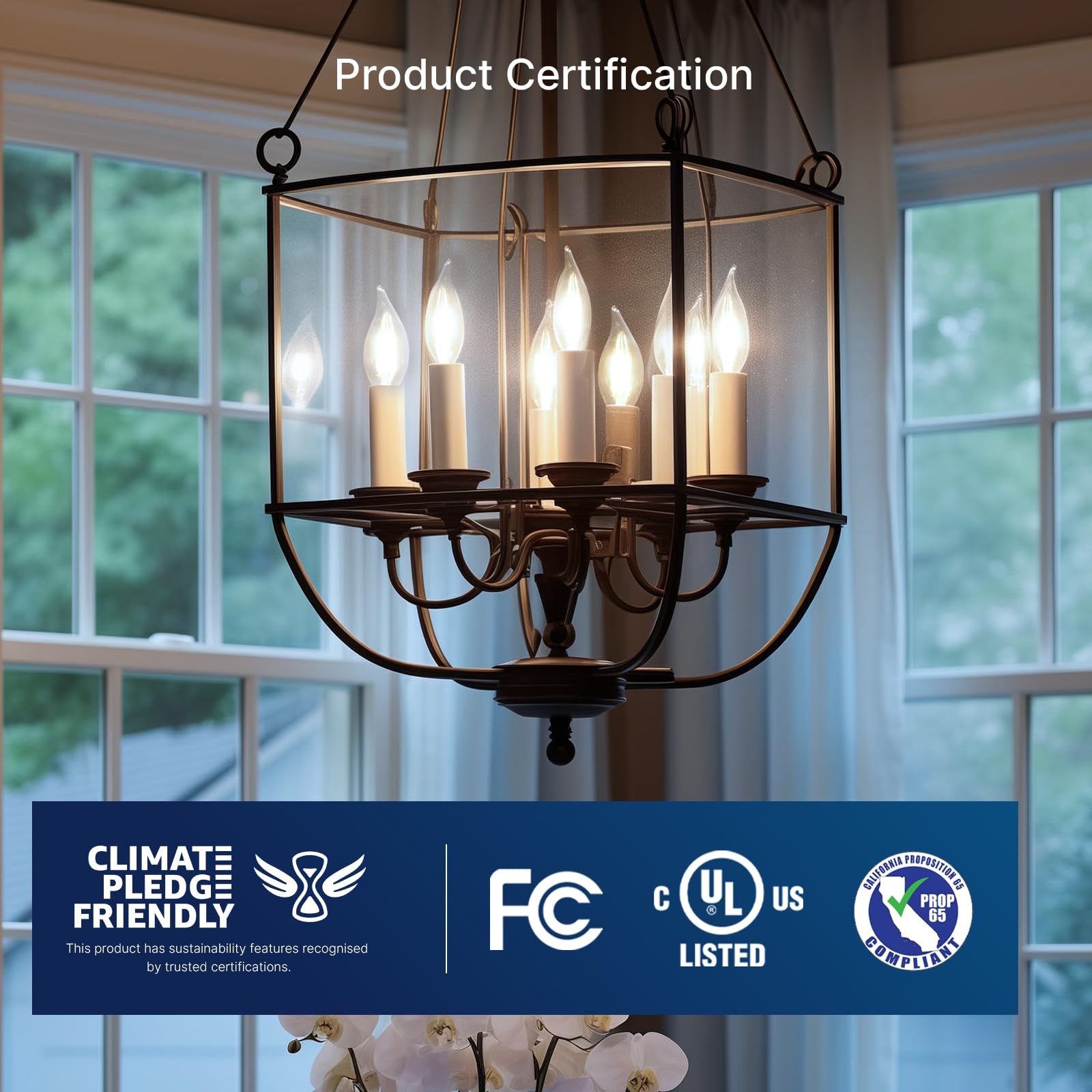 Flsnt Led Candelabra Light Bulbs, Ca11 E12 Chandelier Led Light Bulbs 60W Equivalent, 5000K Daylight, 550Lm, 5.5W, 90+ High Cri,