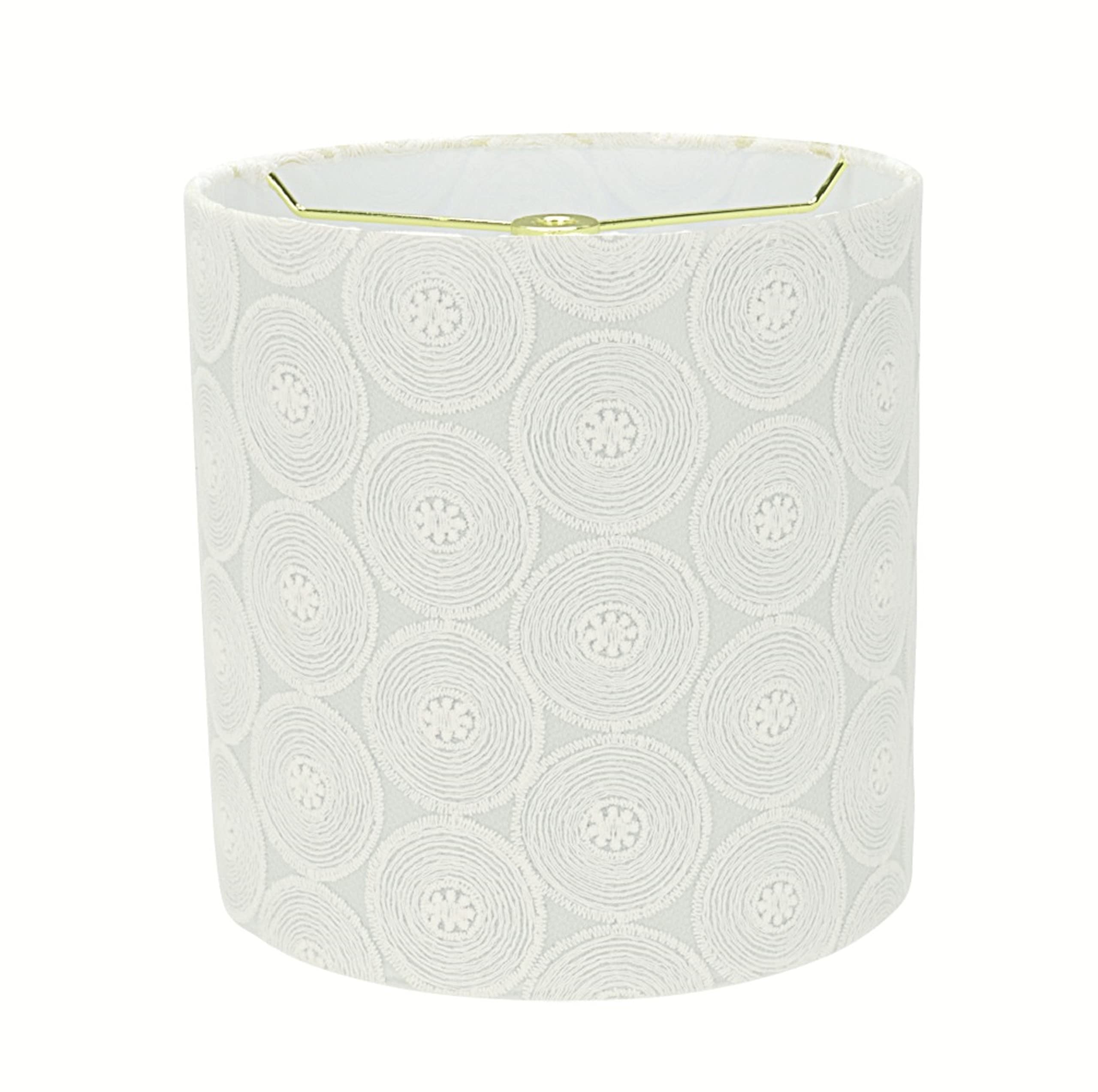 Aspen Creative Drum Lamp Shade 8in White with Circled Floral Model 31064
