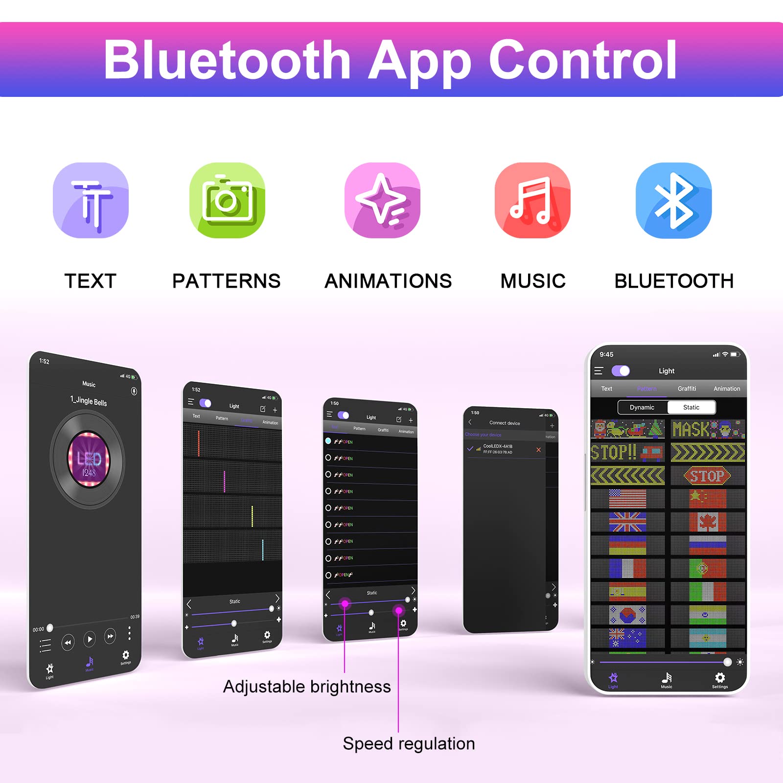 Devil Eyes Light for Cars,Programmable LED Sign,LED Sign for Car,Bluetooth APP Control,DIY Design Text, Patterns, Animations(15x