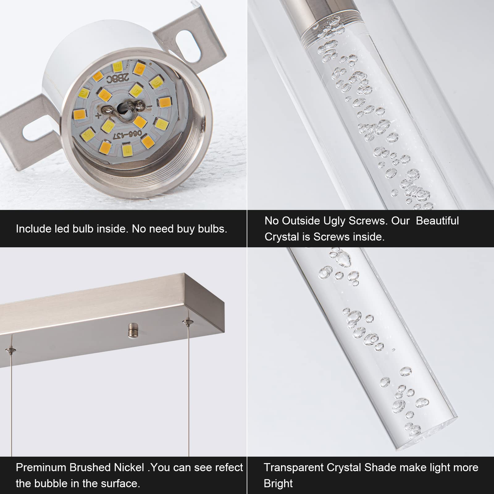 3 Light Kitchen Pendant Lighting Over Island, Modern Pendant Light With Remote Dimmable Three Color, Pendant Lights For Kitchen