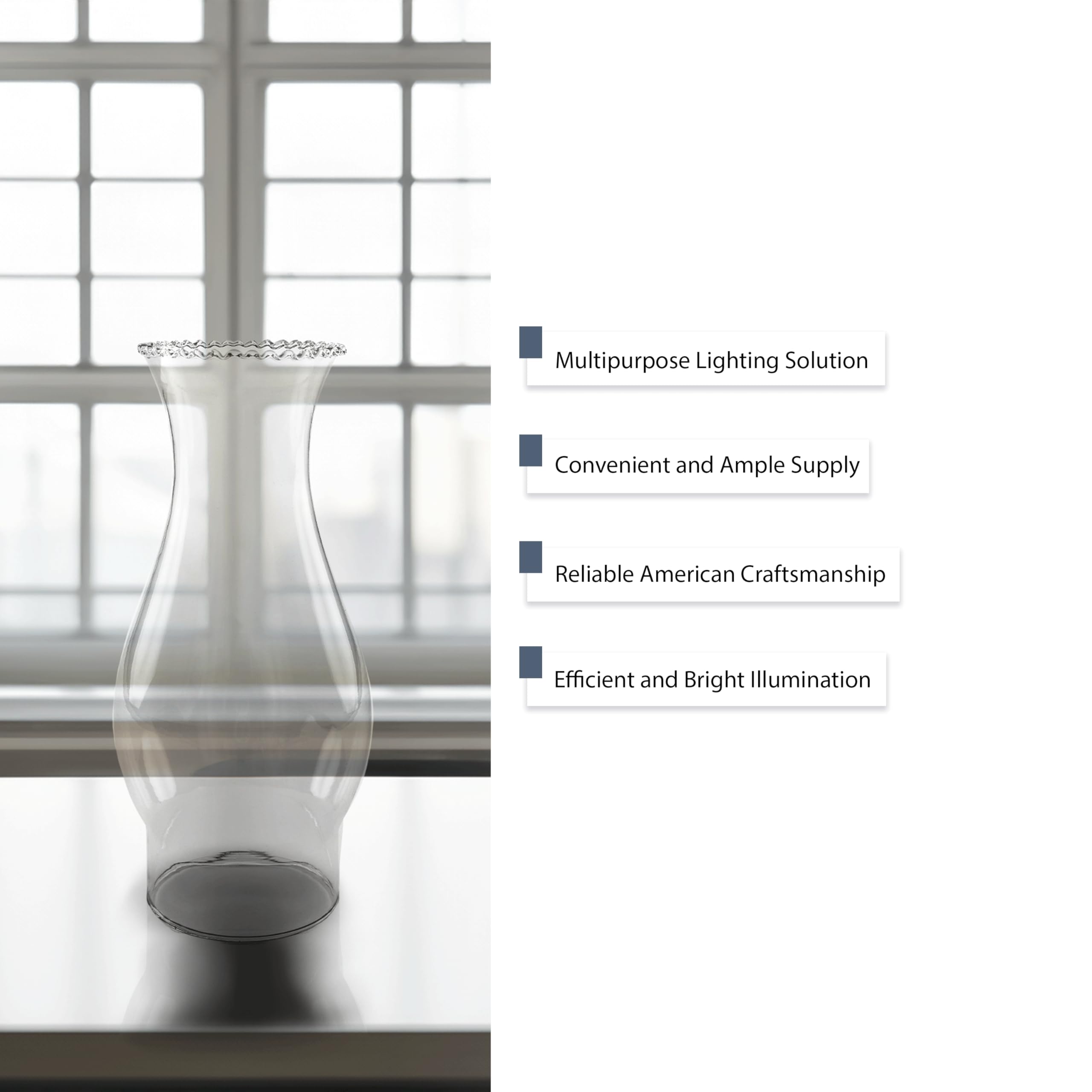 Light Of Mine - 3&quot; X 8.5&quot; Crimp Top Oil Lamp Replacement Chimney (3&quot; X 8 1/2&quot;)