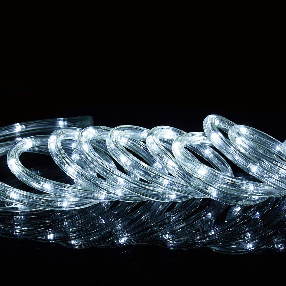HuiZhen 100ft LED Rope Lights, 720LED Waterproof White Outdoor Lights for Party, Wedding, Trees, Model EDCC-06