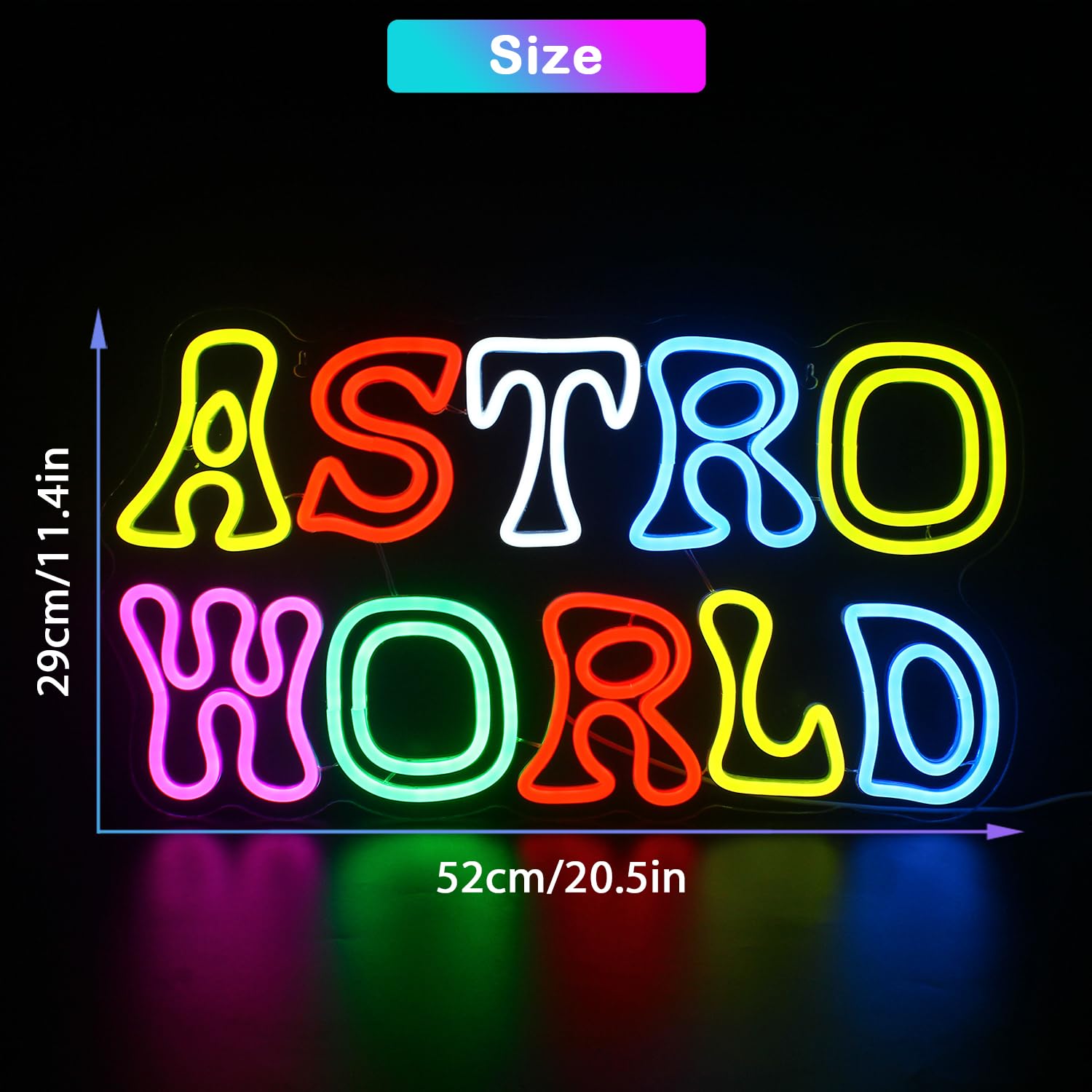 JURONGYILU Neon Sign - Astro World LED Wall Decor - Colorful USB Powered Light for Bedroom, Living Room, Bar, Game Room