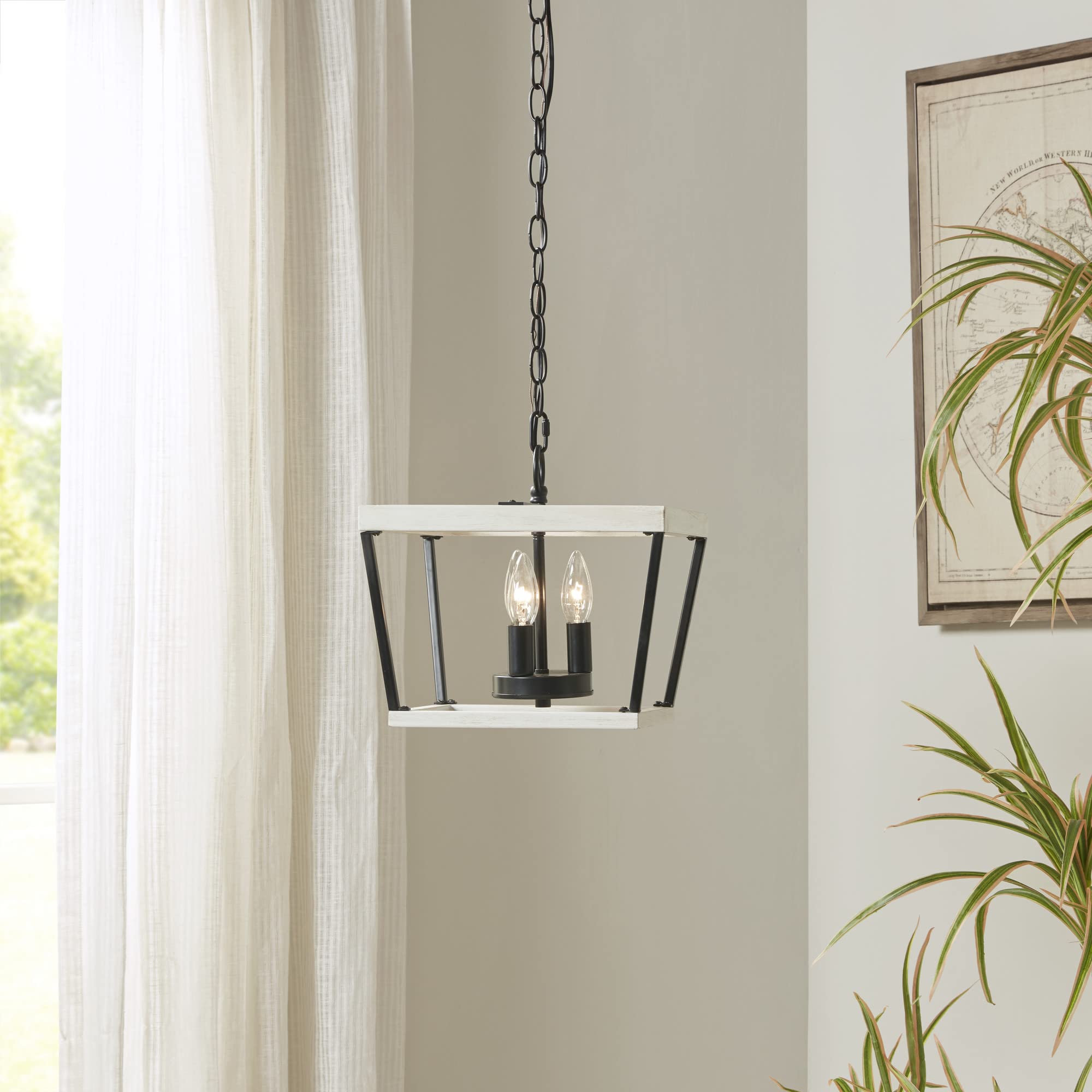 INK+IVY Adele Modern Pendant Light Fixtures for Kitchen Island, Adjustable 3 Bulb Hanging Ceiling Lamp with Black Metal and Whit