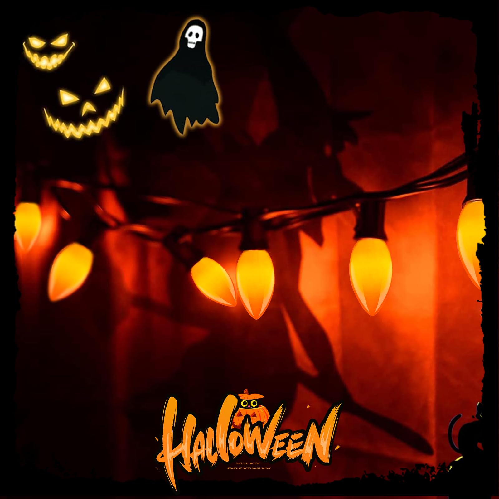 Doratale C9 Orange Replacement Bulbs, 25 Pack, 7W Incandescent For Halloween & Christmas Lights