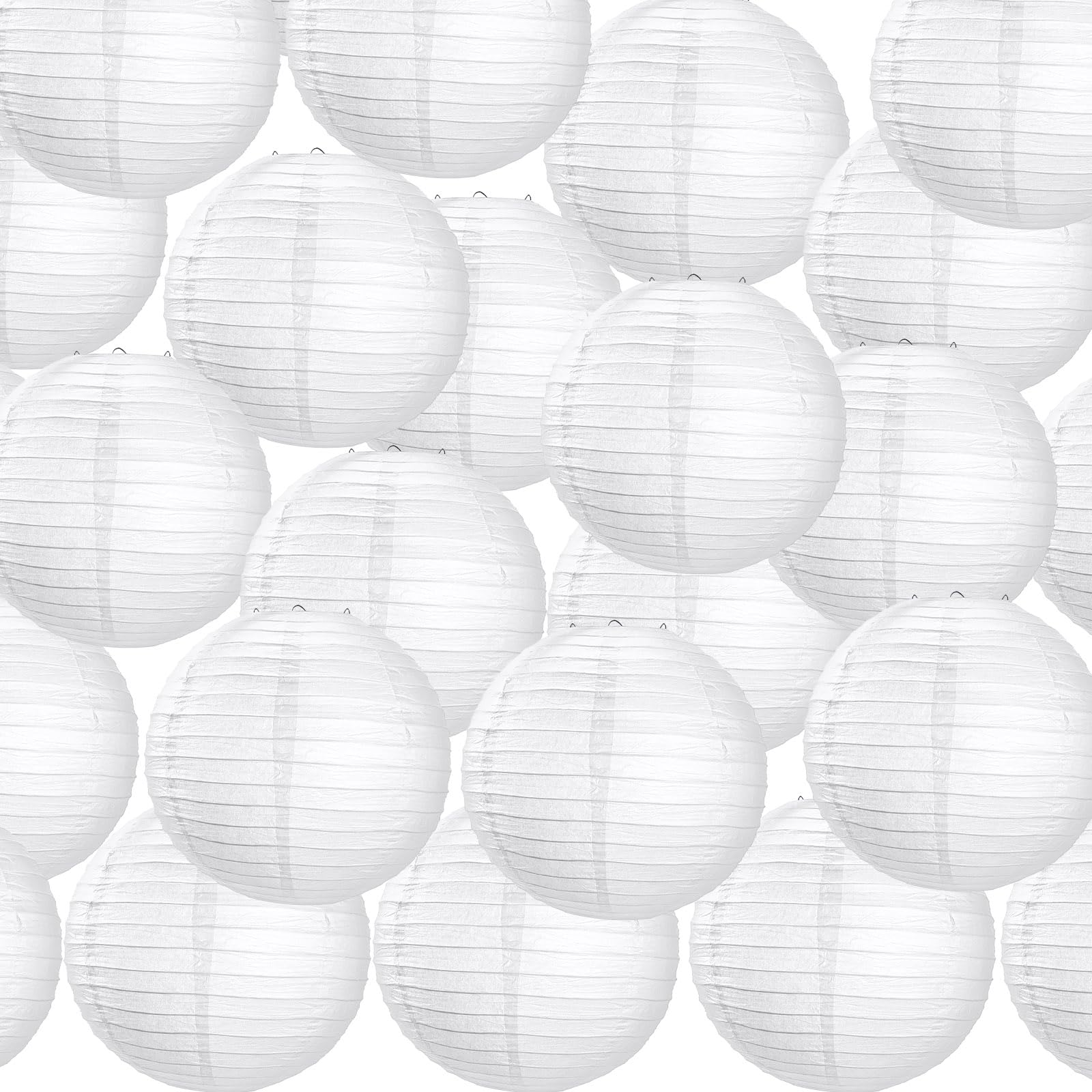 Treela 30 Pack White Chinese Japanese Paper Lanterns Decorative Hanging Ball Lanterns Round Paper Lantern Lamps For Wedding Birthday Party Home Decorations(12 Inch)