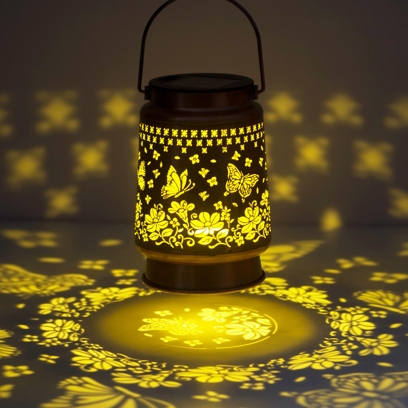 Kyoryuger Solar Lantern Outdoor Butterfly Garden Decor Rgb Solar Lights Gifts For Women Mom Grandma Retro Metal Decorative Led Hanging Lanterns Decoration Outside For Yard Patio Garden Backyard