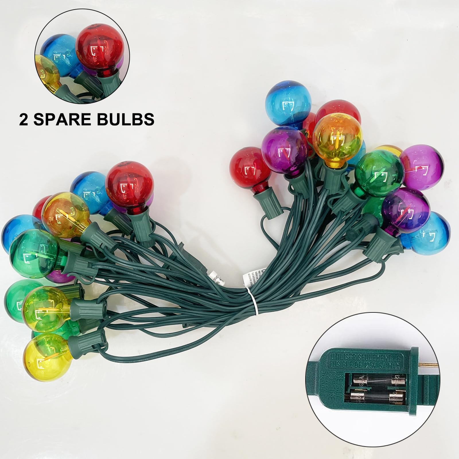 G40 Led Christmas Globe String Lights, 50Ft Shatterproof Colored Christmas Lights With 27 Led Clear Multicolor Lights(2 Spare),