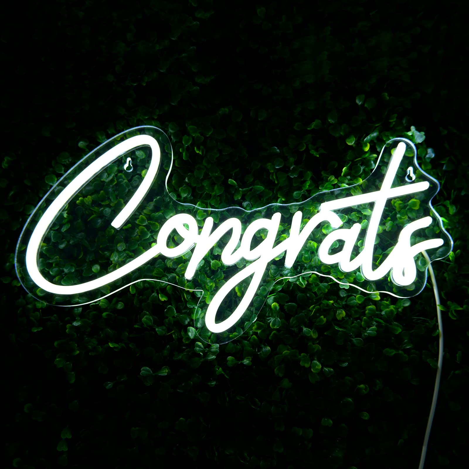 Imegina Dimmable White Congrats Neon Sign - 17.7X9 Inch Led Wall Decor For Graduation Party