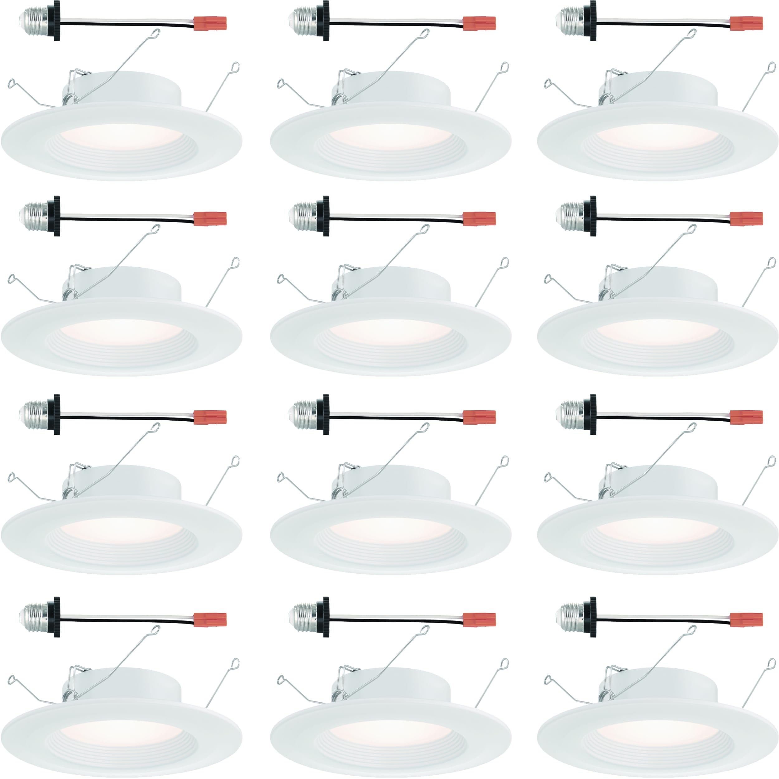 DESIGNERS FOUNTAIN LED Recessed Ceiling Lights, 12 Pack, 5''/6'' retrofit trim with E26 socket adaptor 5CCT Downlight Metal Ligh