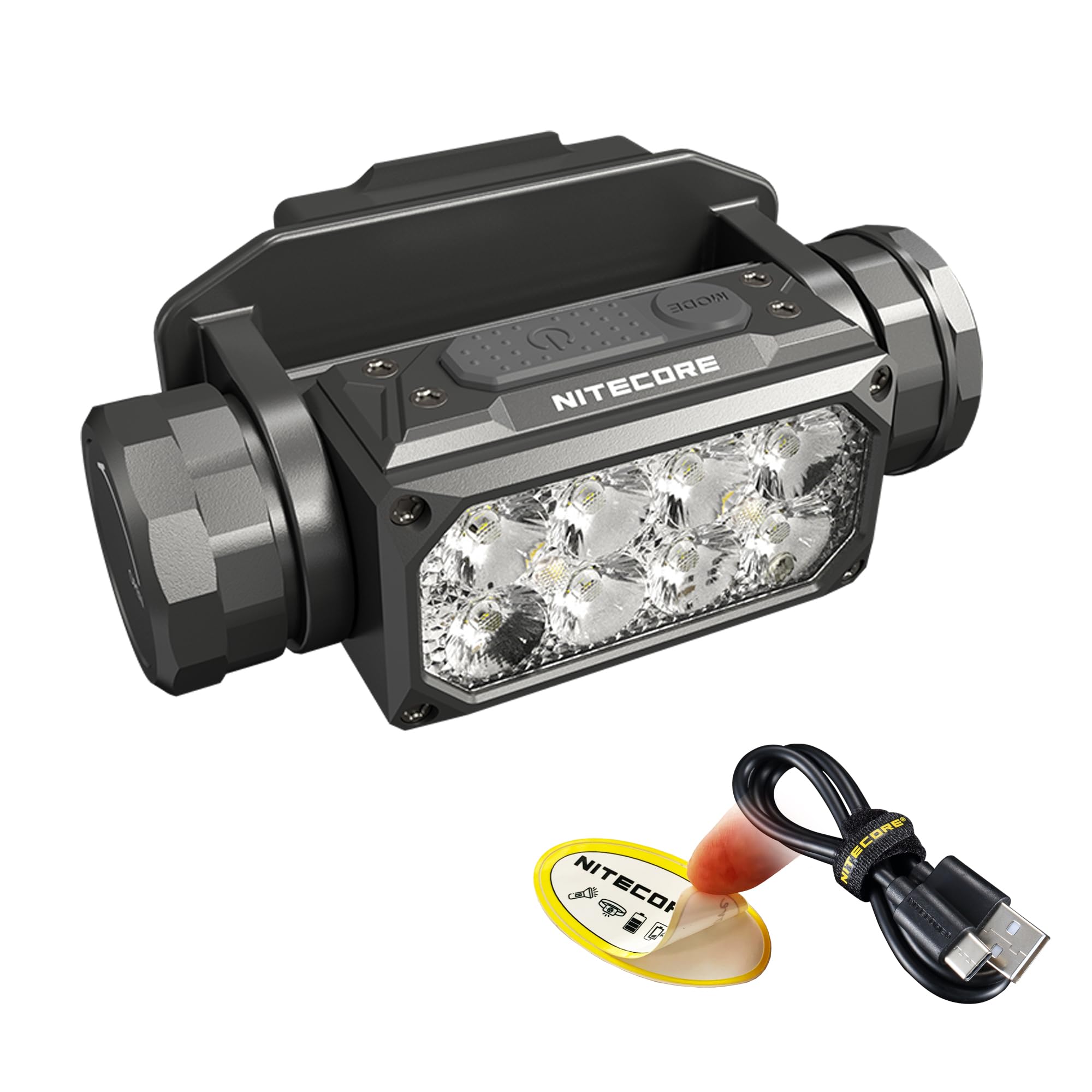 Nitecore Hc65M Uhe 2000 Lumen Tactical Helmet Light Headlamp, Nvg Mountable Usb-C Rechargeable With Red And White Lights Sticker