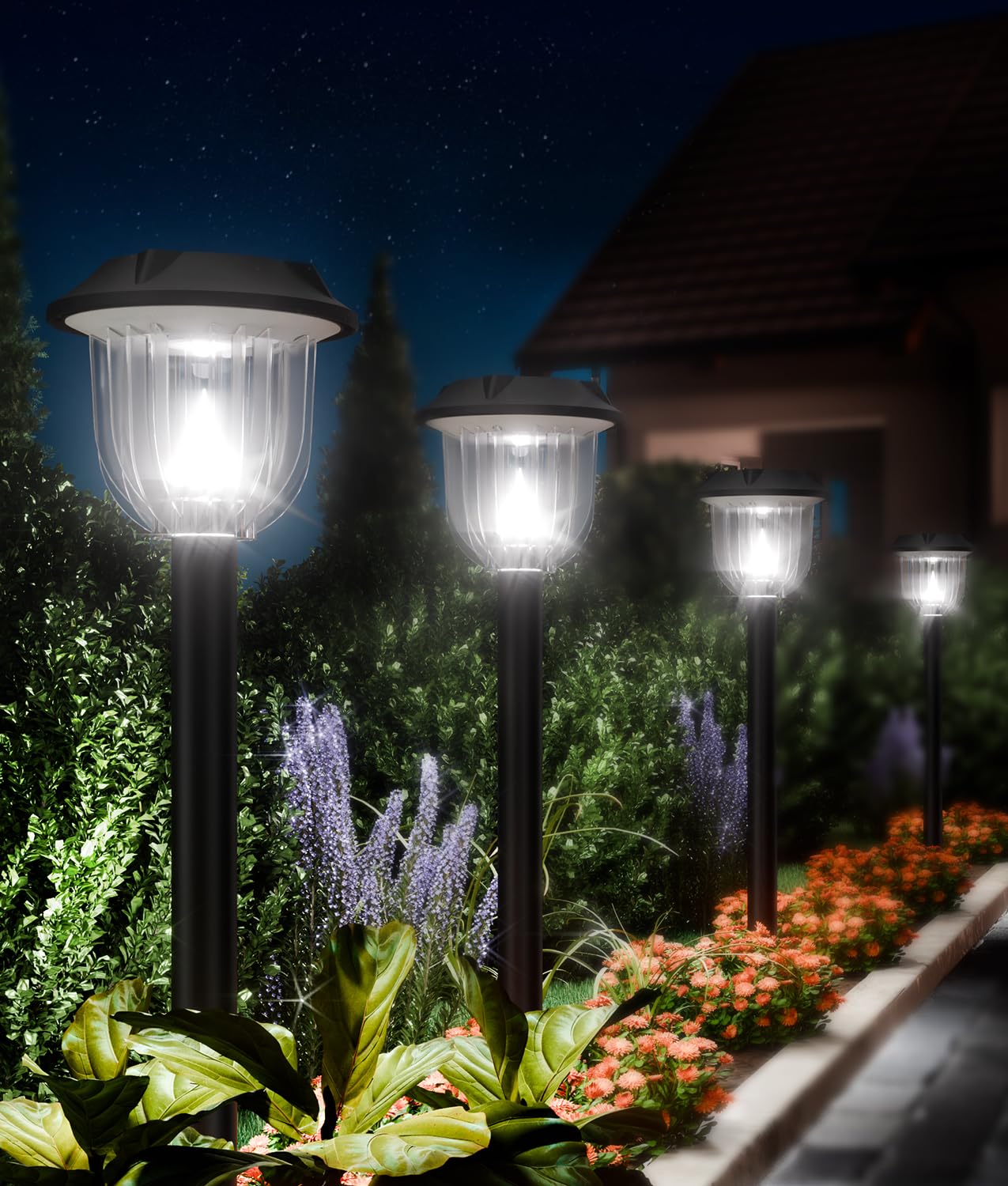 HIGH-POWER LED Solar lights for Outside,12000K 6 Pack Solar Lights Outdoor IP65 Waterproof,Solar Walkway Lights,Garden Decorativ