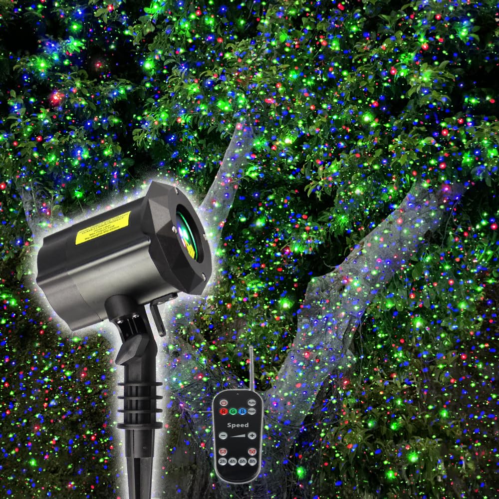 Dalanpa Garden Lights Outdoor Laser Christmas Light Moving Star Projector (Blue Red Green)