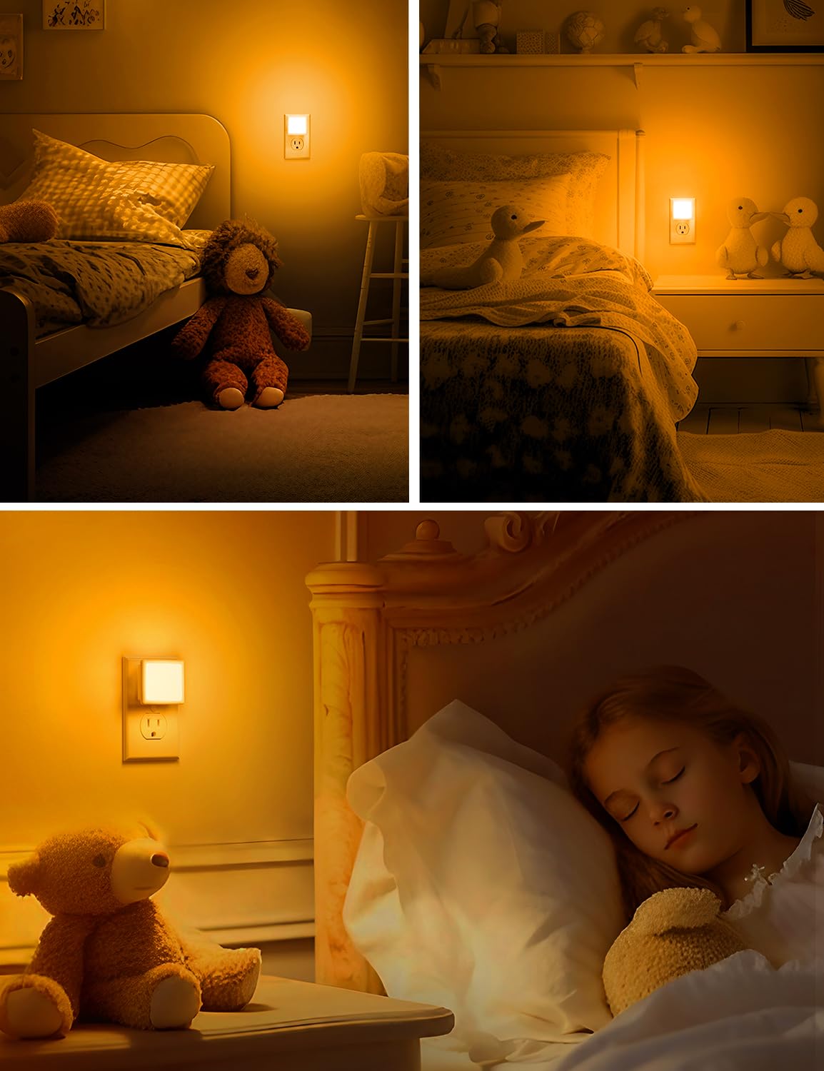 L Lohas Led Night Lights Plug Into Wall,[6-Pack] Plug In Night Light,Dusk To Dawn Sensor, 1800K Amber Light,0.3W Bright Nightlight Auto-On/Off For Adults Bedroom Bathroom Hallway Kitchen