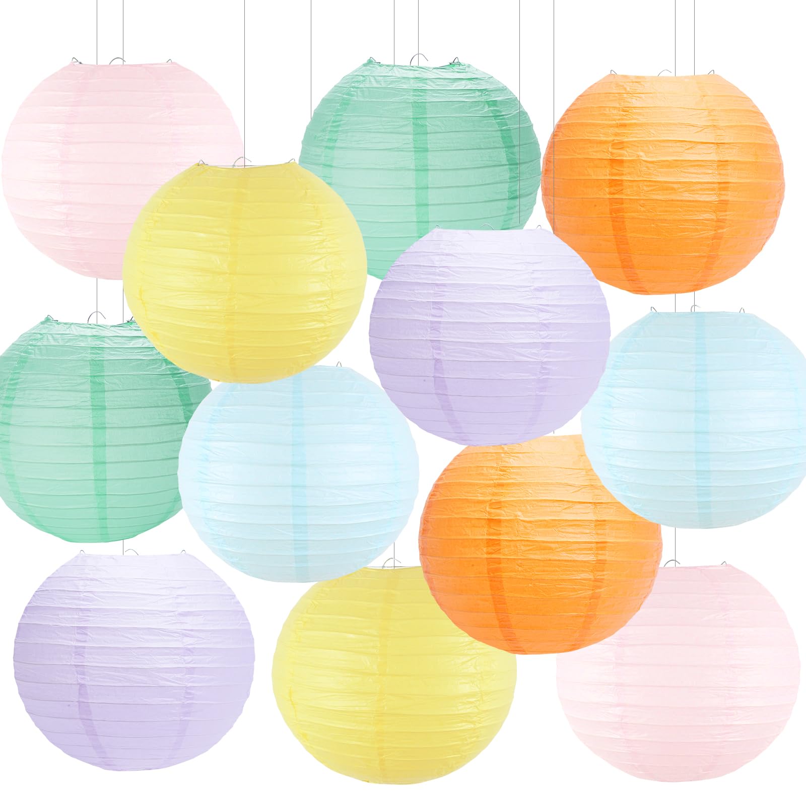 Yunxuan Paper Lanterns Pastel Round Hanging Chinese Lanterns For Birthday Baby Shower Rainbow Easter Party Decorations Pack Of 1
