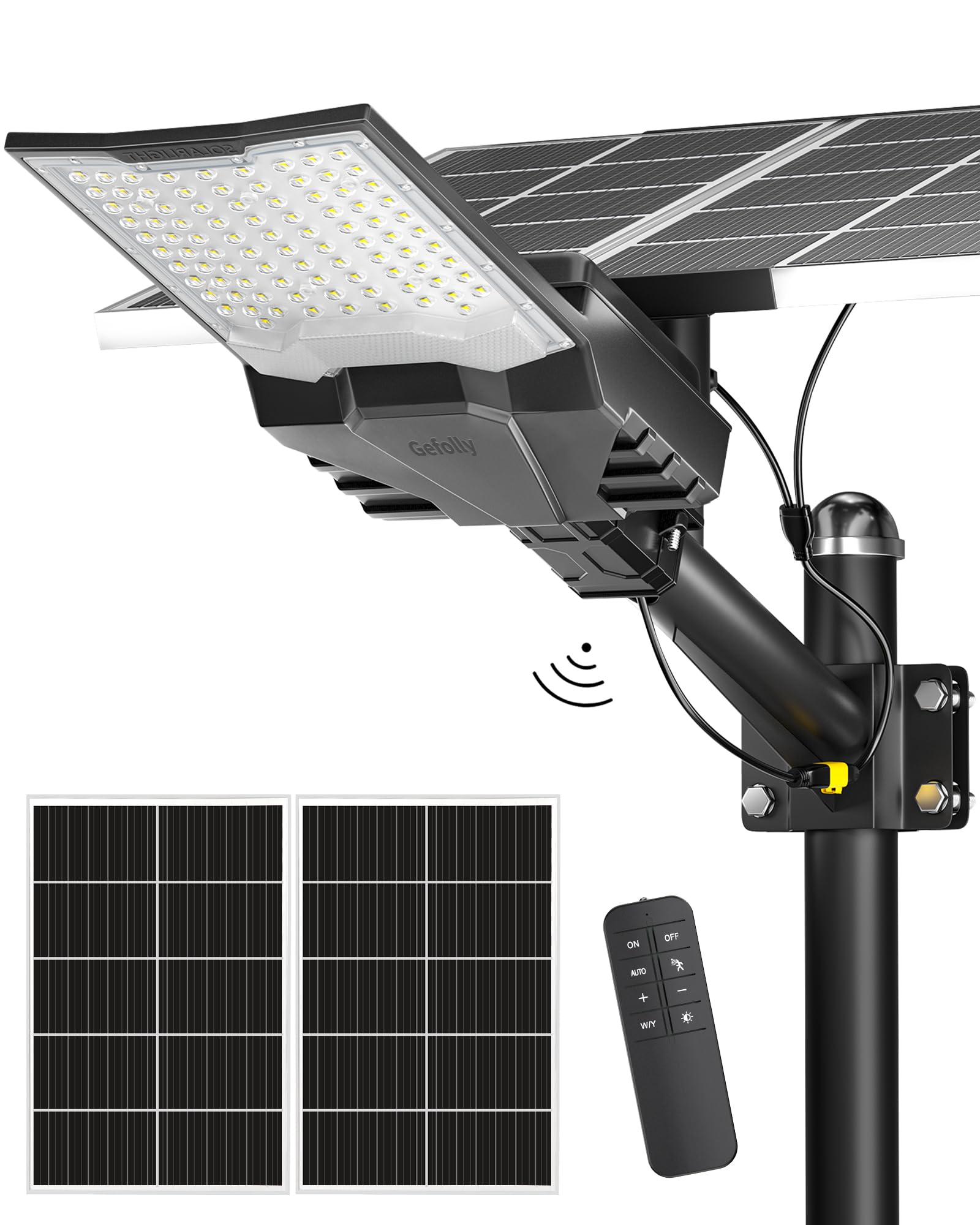 Gefolly SL-18000W Solar Street Lights Outdoor  Commercial Parking Lot Light Dusk to Dawn IP67 Waterproof 6500K Security Flood Lights Lamp for Yard  Road  Basketball Courts