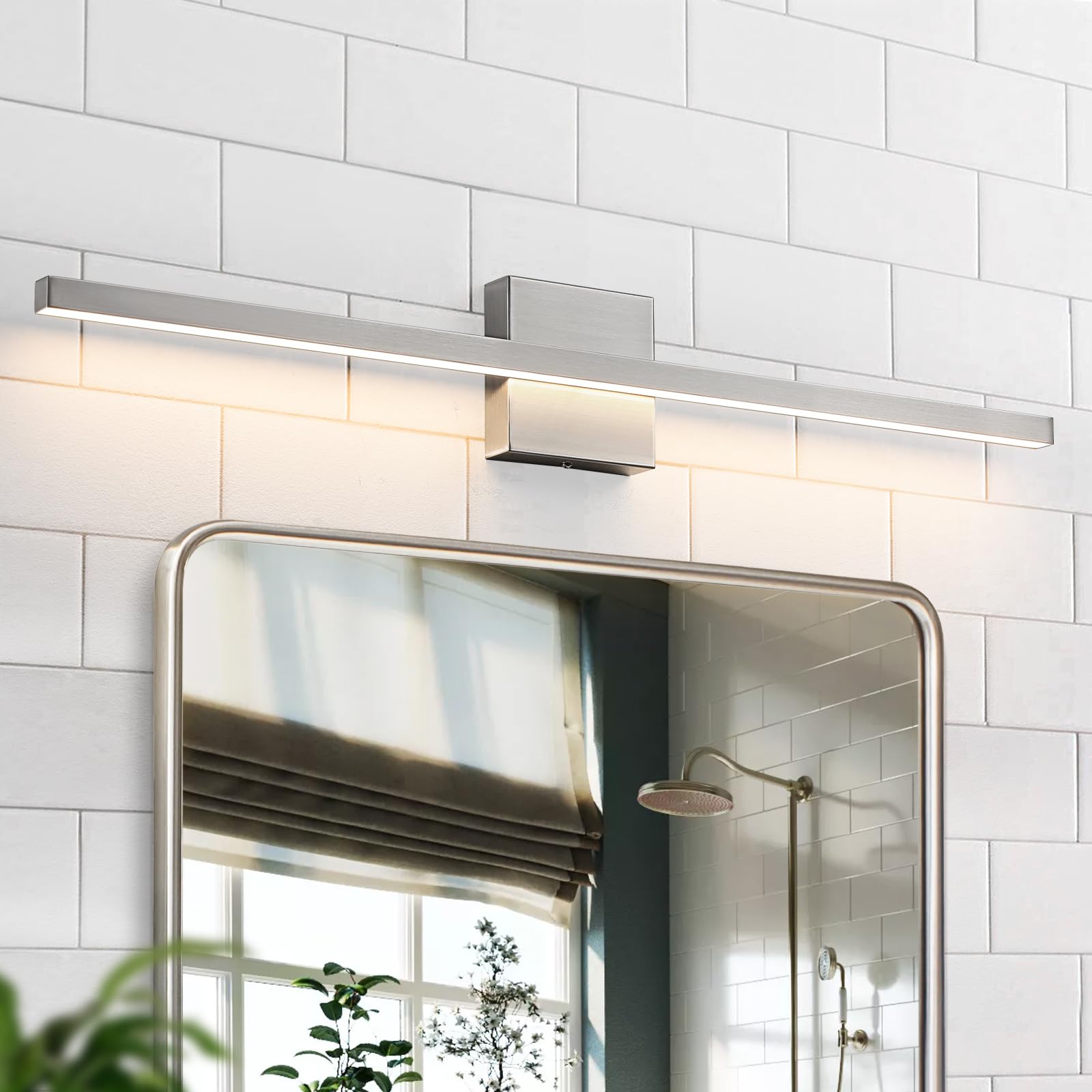 Epinl Brushed Nickel Bathroom Light Fixture Over Mirror - Modern Bathroom Vanity Light - 31.5 Inch 22W Led Dimmable Wall Sconce Lighting Fixture For Bathroom Bedroom