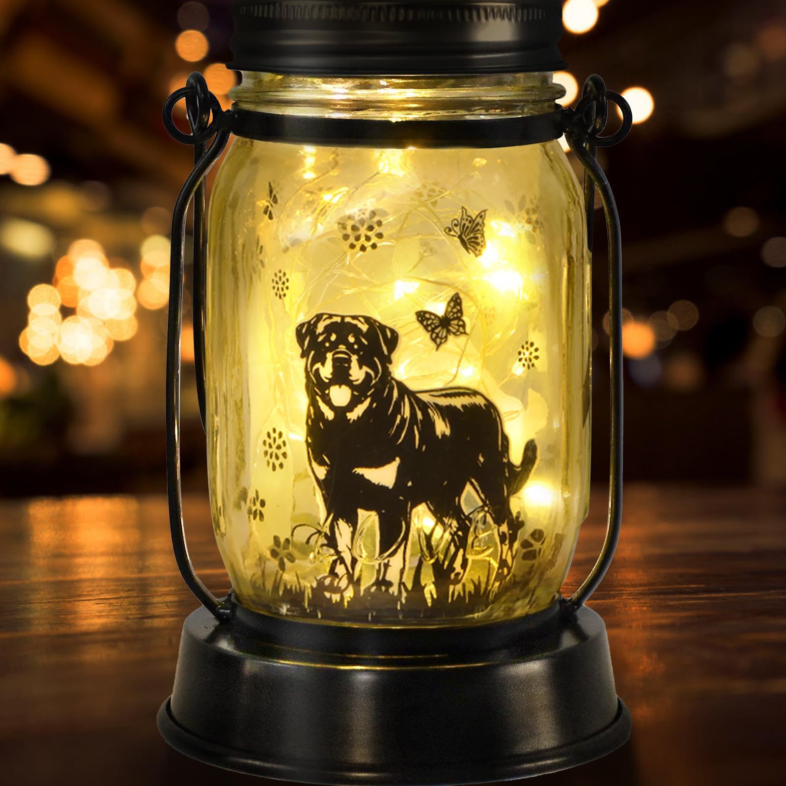 Rottweiler Gifts For Women/Men Rottweiler Solar Lanterns Dog Mom Birthday Dog Lovers Lantern Pet Loss Pet Memorial Lights, Solar