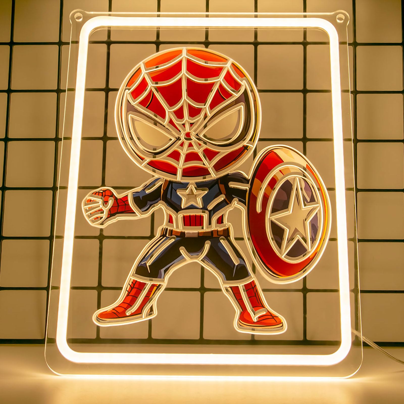 MIXIAOKIT Spider Neon Sign, Gaming Neon Lights with Brightness Settings for Game Room Decor Bedroom Pub Club Wall Art Decor Kids