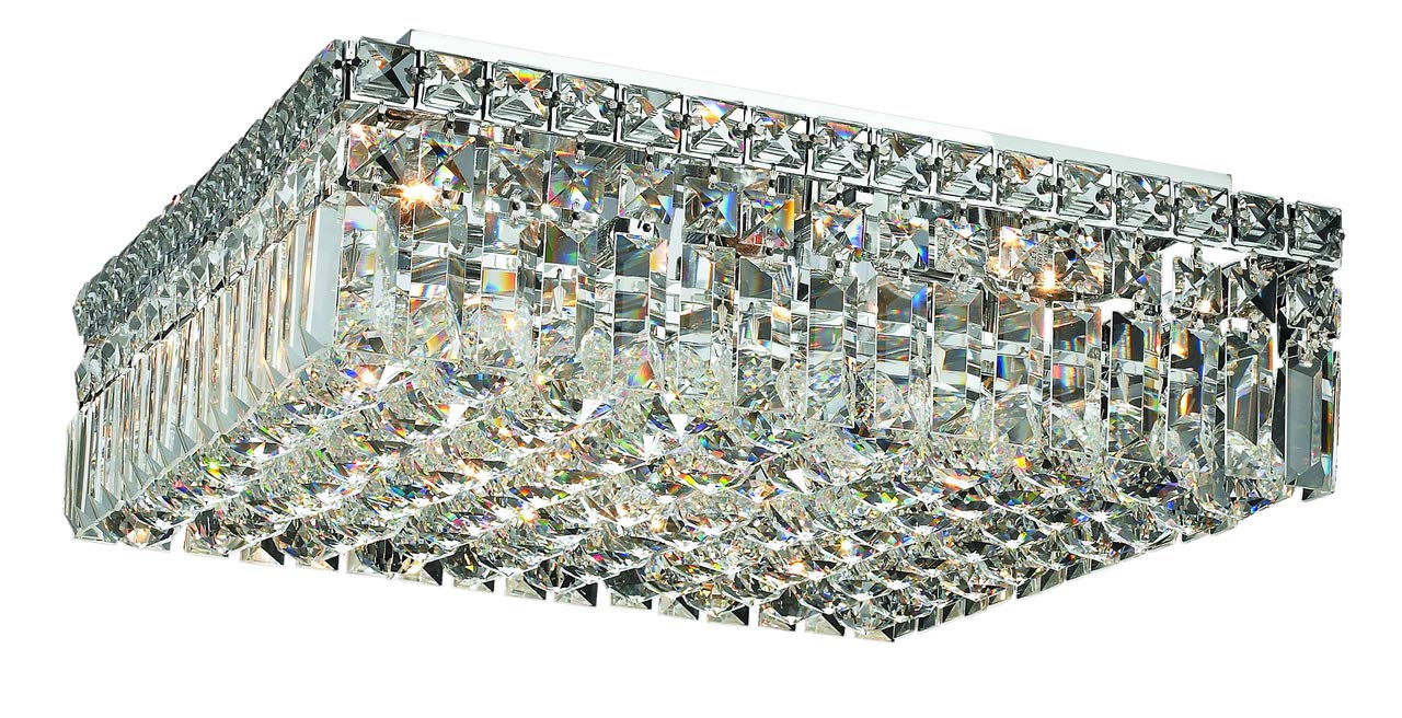 Elegant Lighting 2032F16C/RC Royal Cut Clear Crystal Maxim 6-Light  Single-Tier Flush Mount Crystal Chandelier  Finished in Chrome with Clear Crystals
