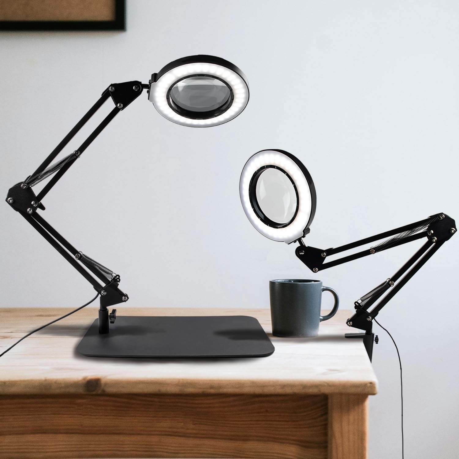 Vitotc 12X Magnifying Glass With Light And Stand, Magnifier With Light Hands Free, 2-In-1 & 5 Color Modes Led Lighted, Magnifyin