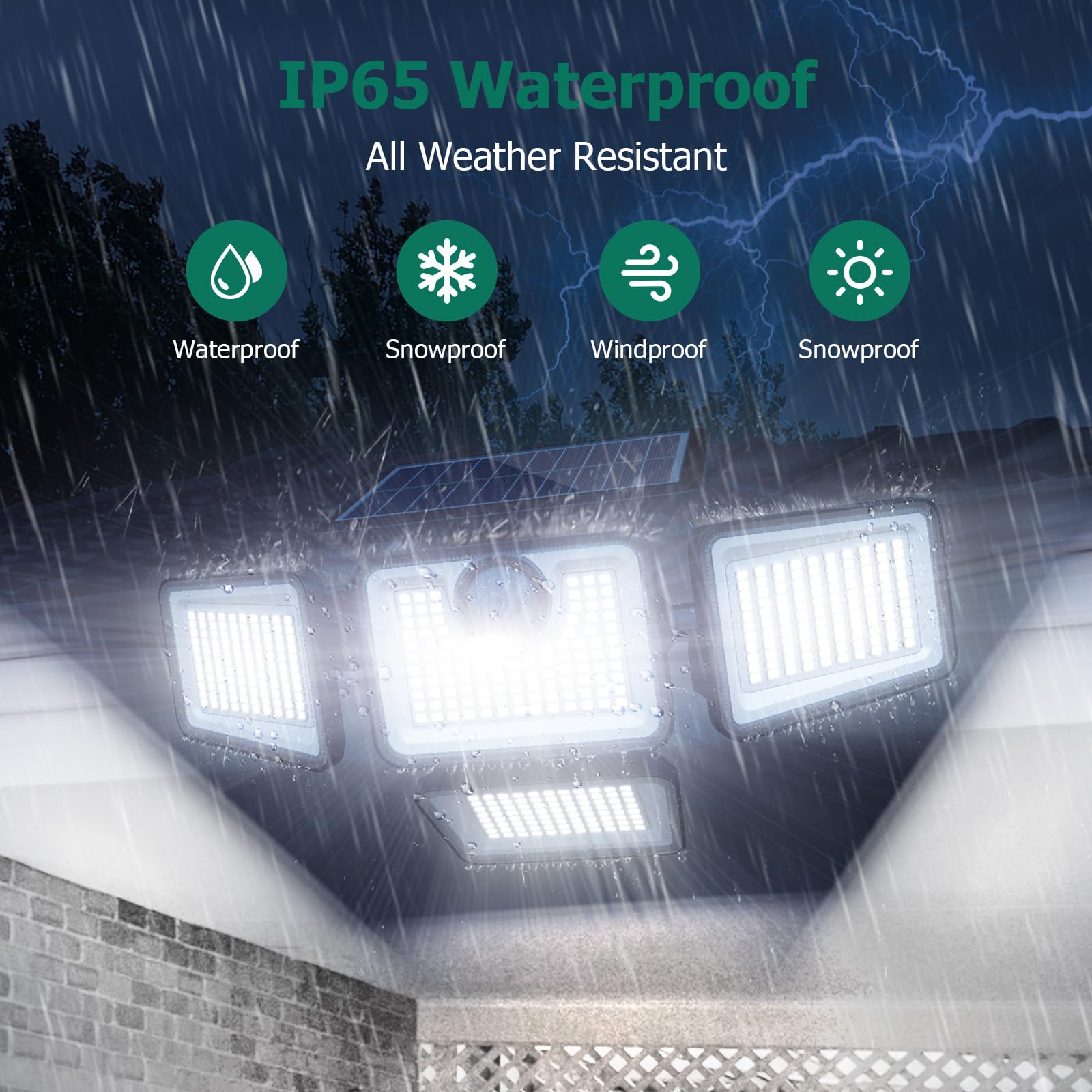 omibee Solar Lights Outdoor, 4500LM Motion Sensor, 3 Modes, IP65 Waterproof, 4 Adjustable Heads, Black, Model OEE214C05, 2 Pack