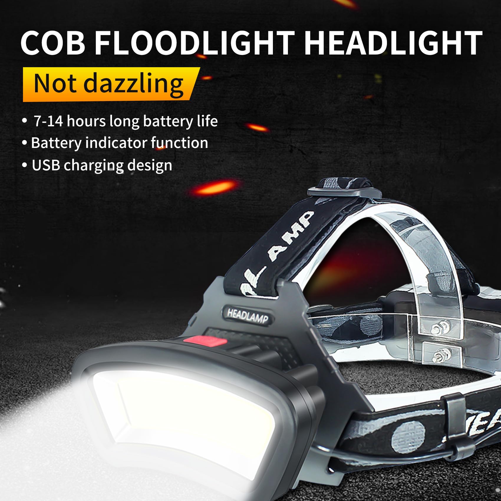 Pzzoe Headlamp Led Headlight Rechargeable 22000 High Lumen Usb Head Light, Head Lamp Cob Floodlight With Red Light For Adults -