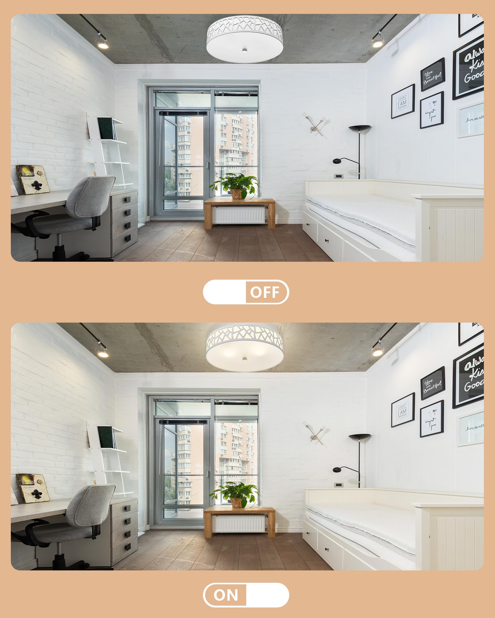 Vicnie 2-Light Flush Mount Ceiling Light, 12 Inch Modern Close To Ceiling Light Fixture With White Metal And Frosted Glass Shade