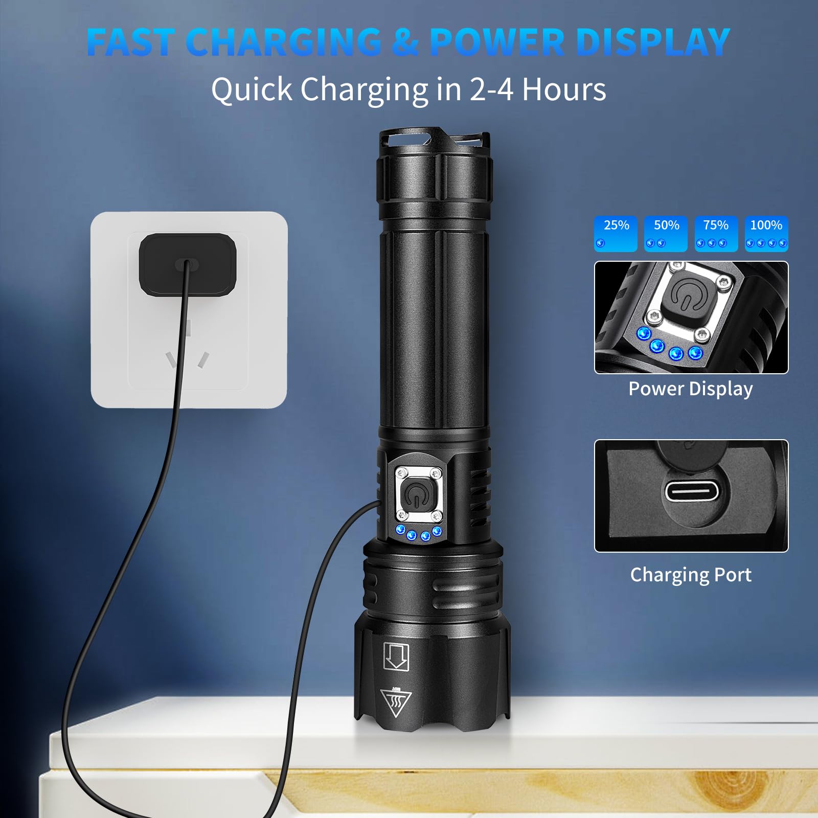 Rechargeable Flashlights High Lumens, 990,000 Lumen Super Bright Led Flashlight With 5 Modes & 12H Long Runtime, Powerful Handhe