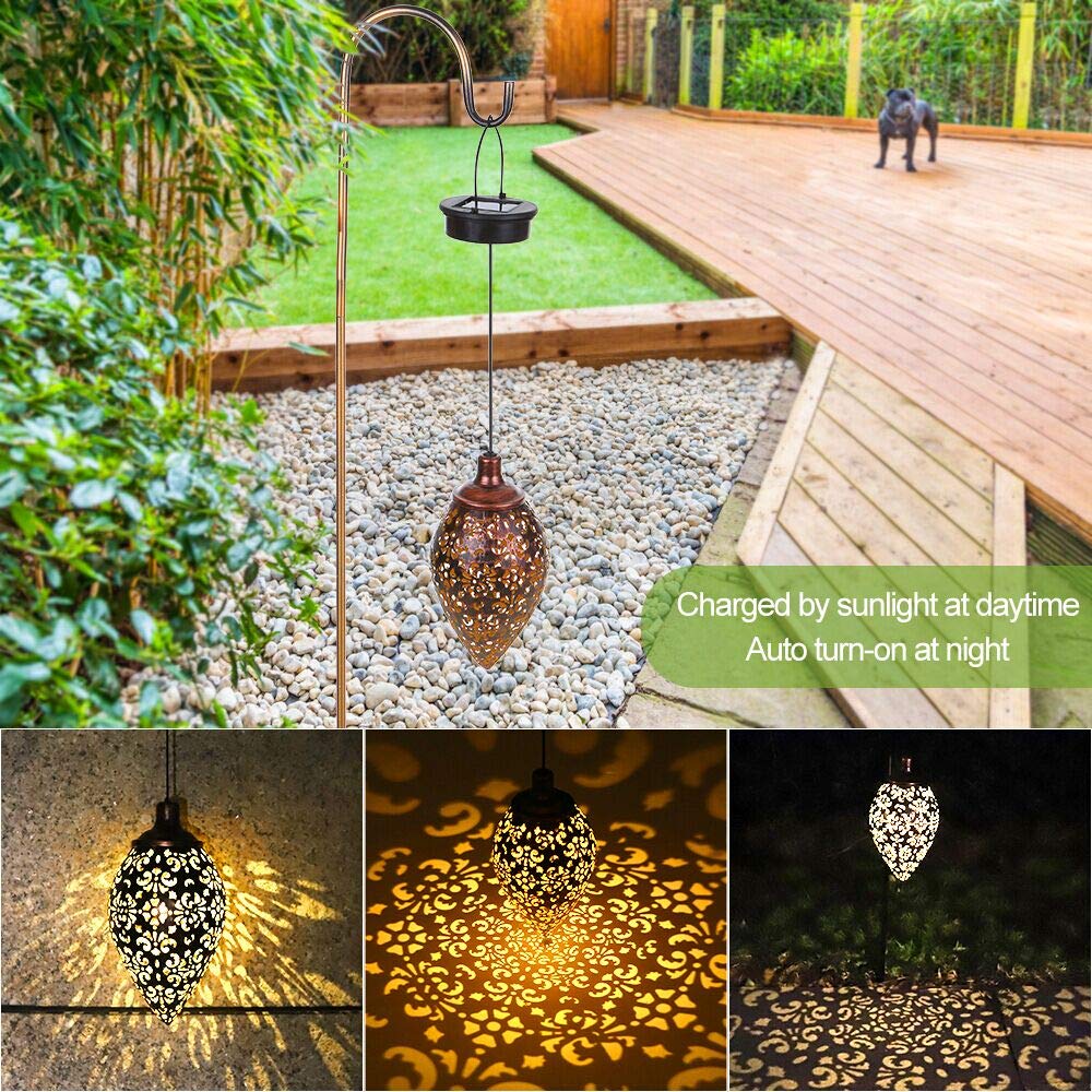 Tomshine Solar Lantern Lights - Waterproof Metal Garden Decor, 1PACK, Bronze, Model GMM0032